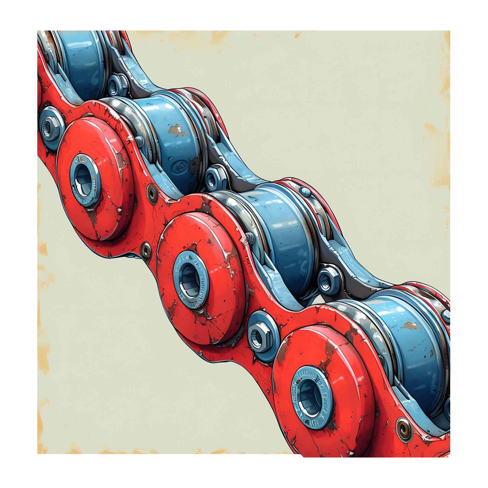 Red & Blue Industrial Chain Art Wall Art