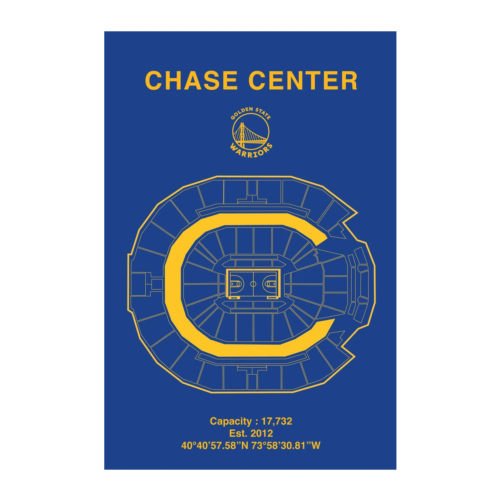 Chase Center Golden State Warriors Arena Blueprint Wall Art