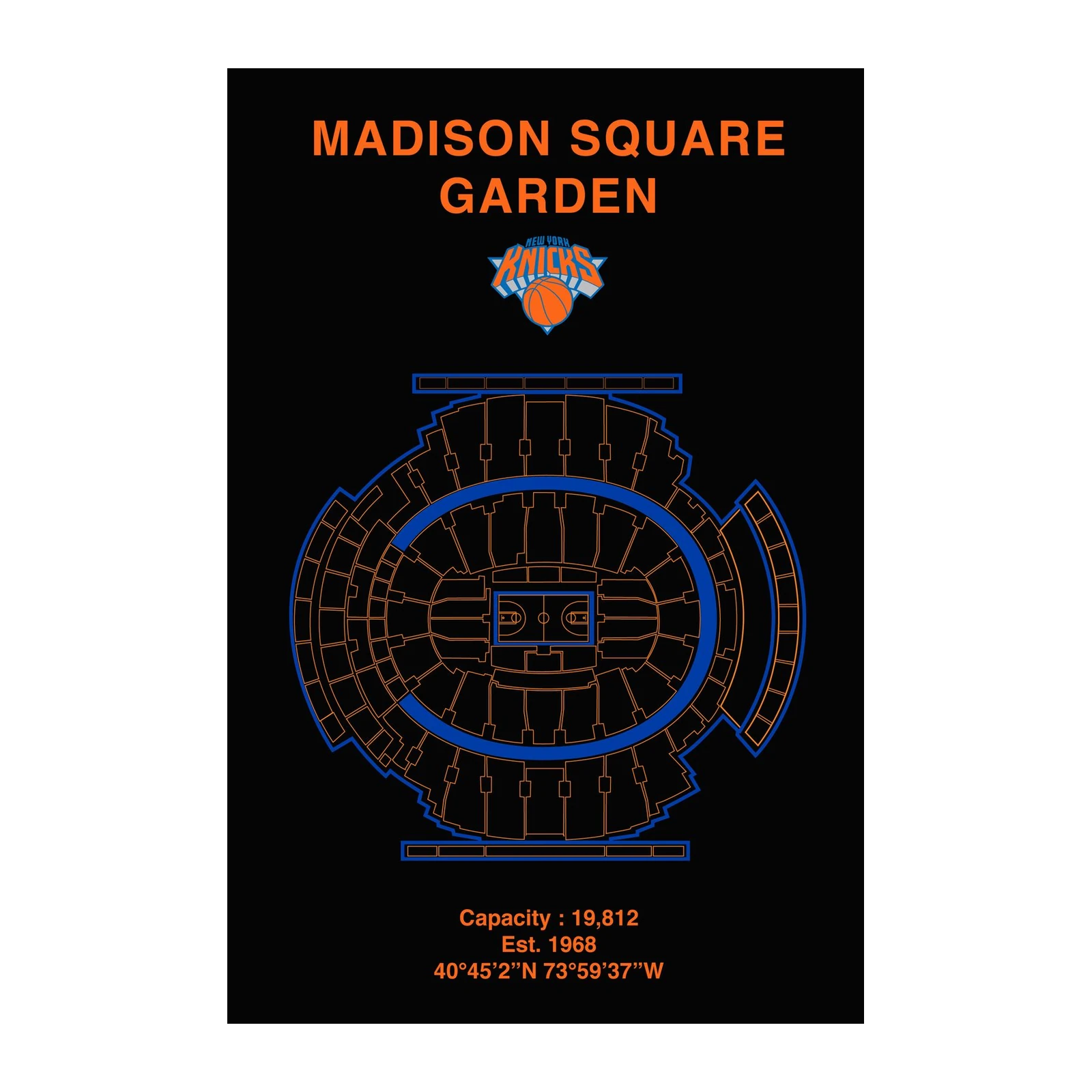 Madison Square Garden Blueprint Wall Art