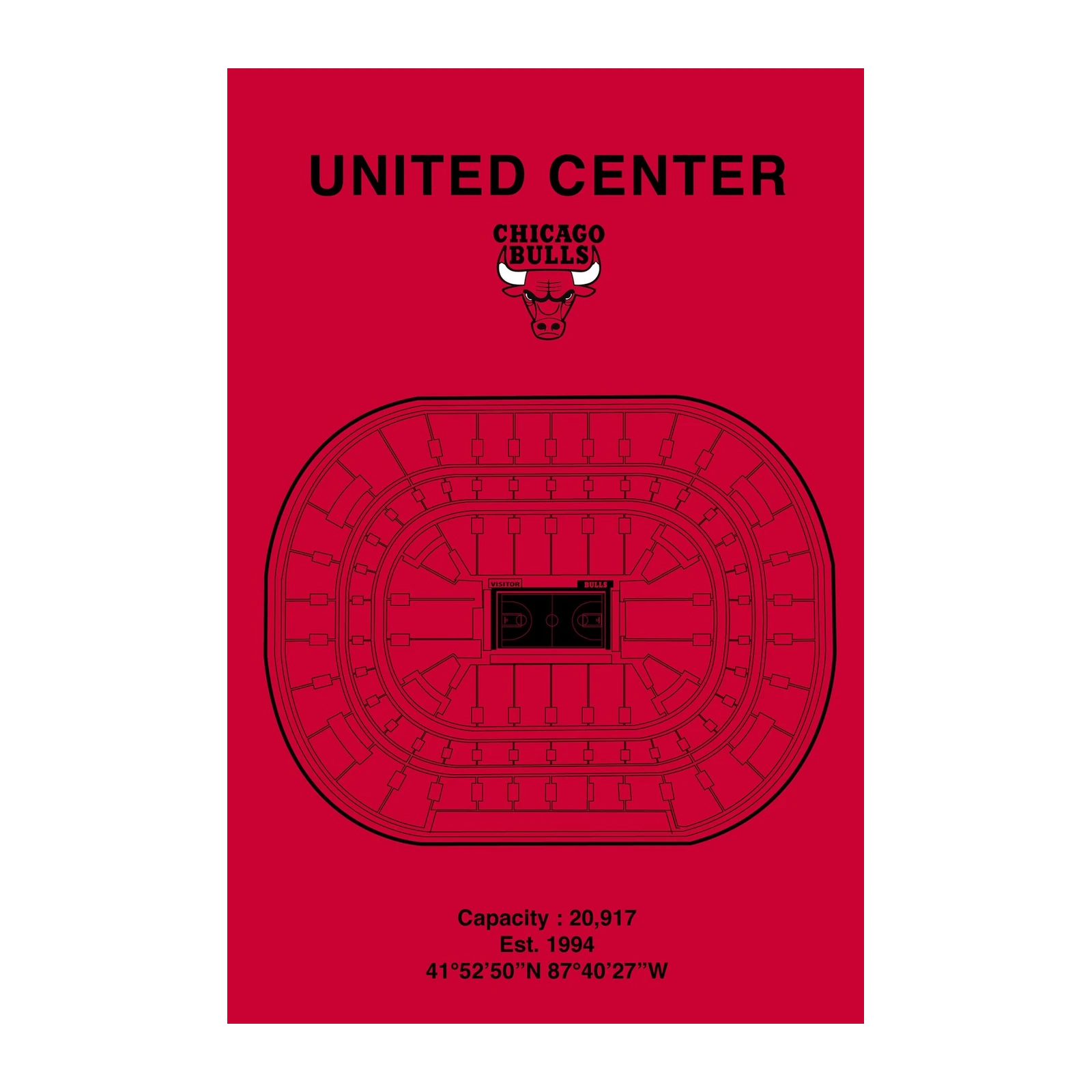 Chicago Bulls United Center Blueprint Wall Art