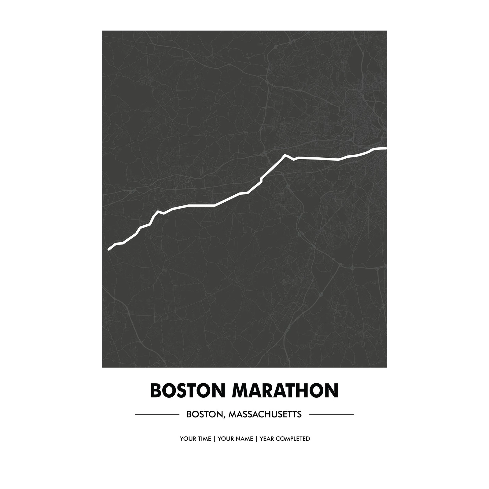 Boston Marathon Route Map Wall Art