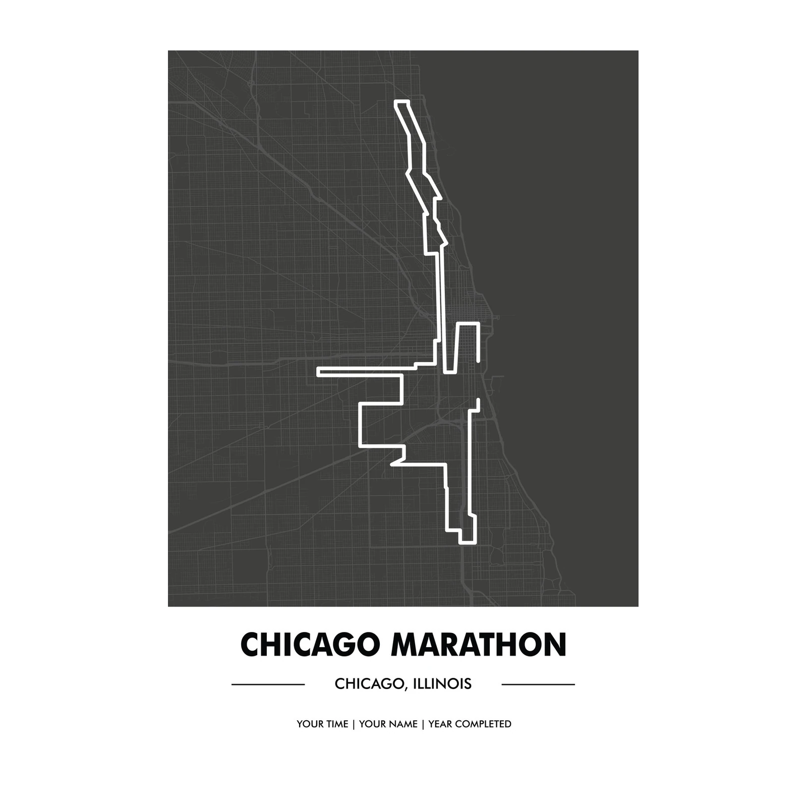 Chicago Marathon Route Map Personalized Wall Art