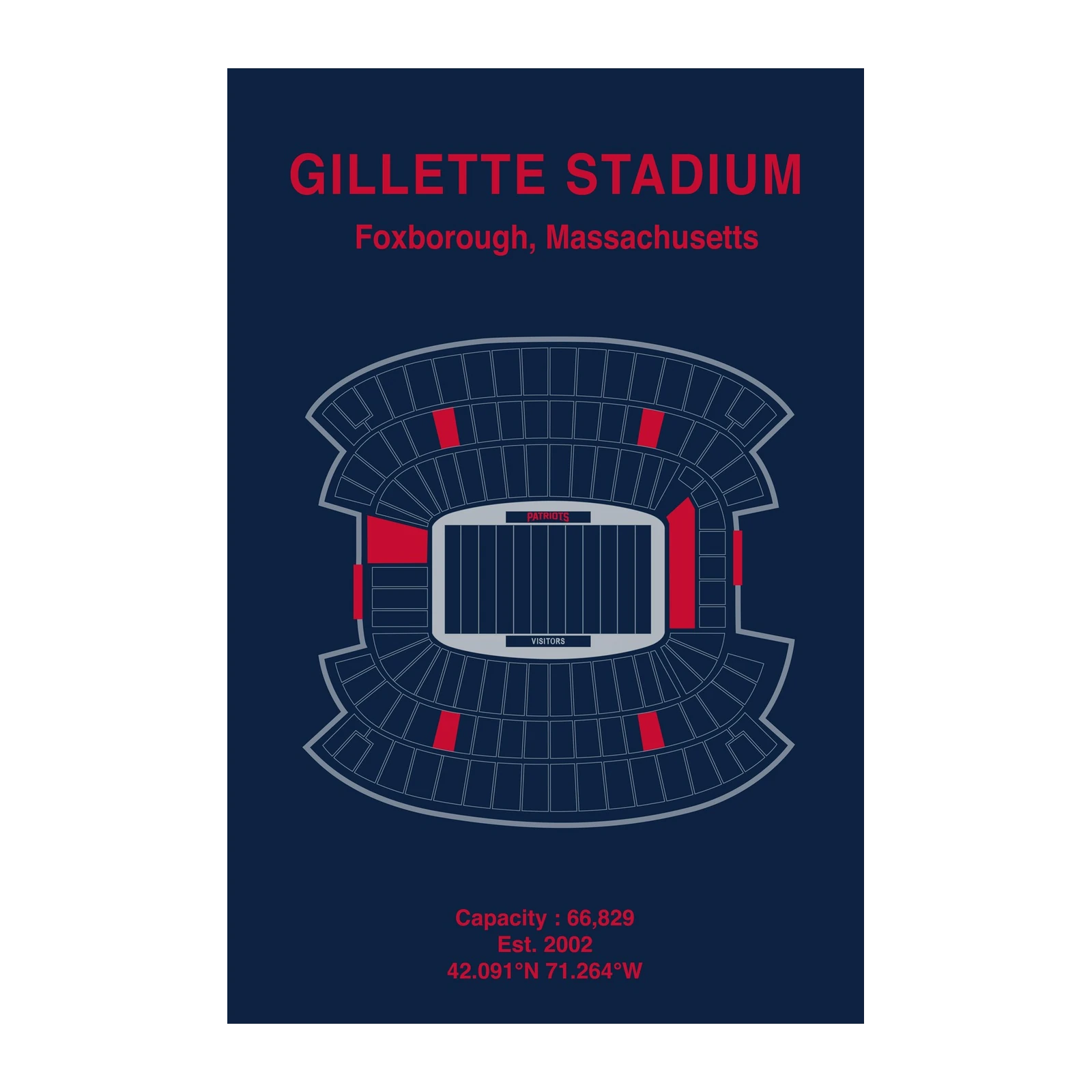Gillette Stadium Blueprint Wall Art