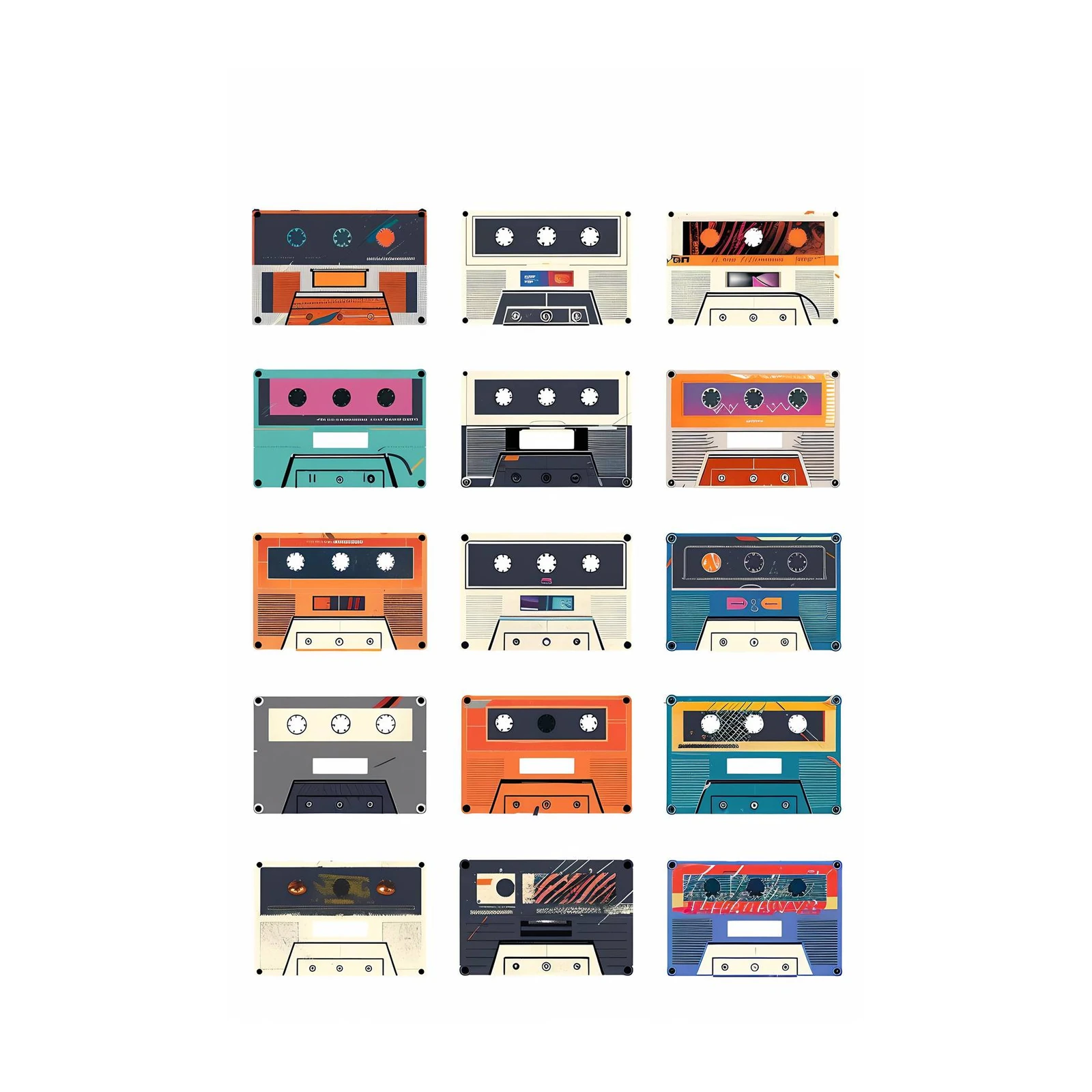Retro Cassette Tape Collection Wall Art