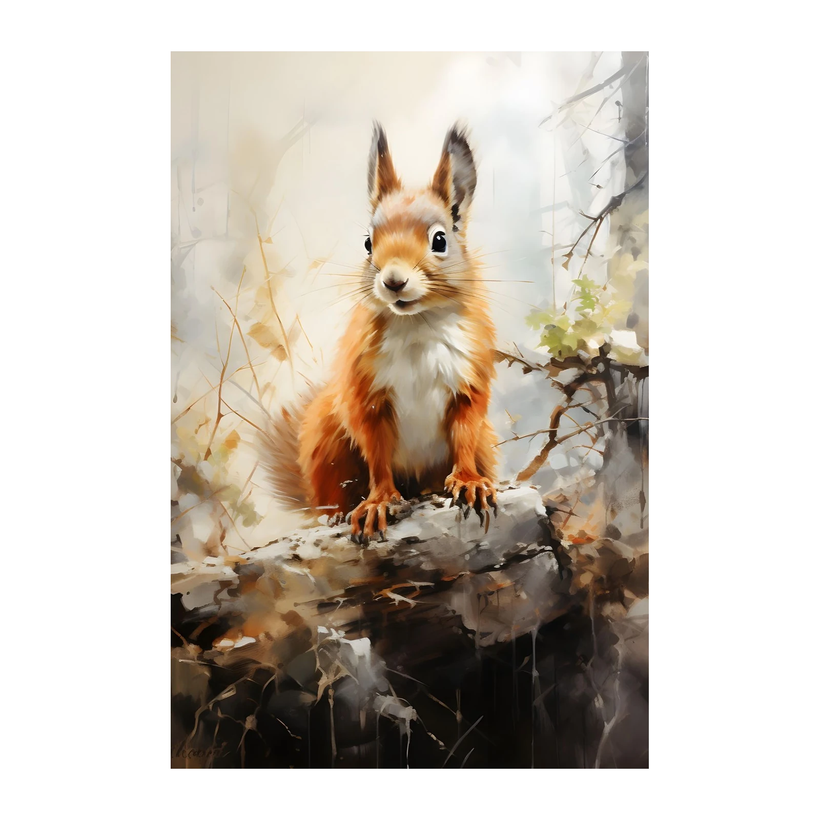 Adorable Squirrel Forest Scene Wall Art