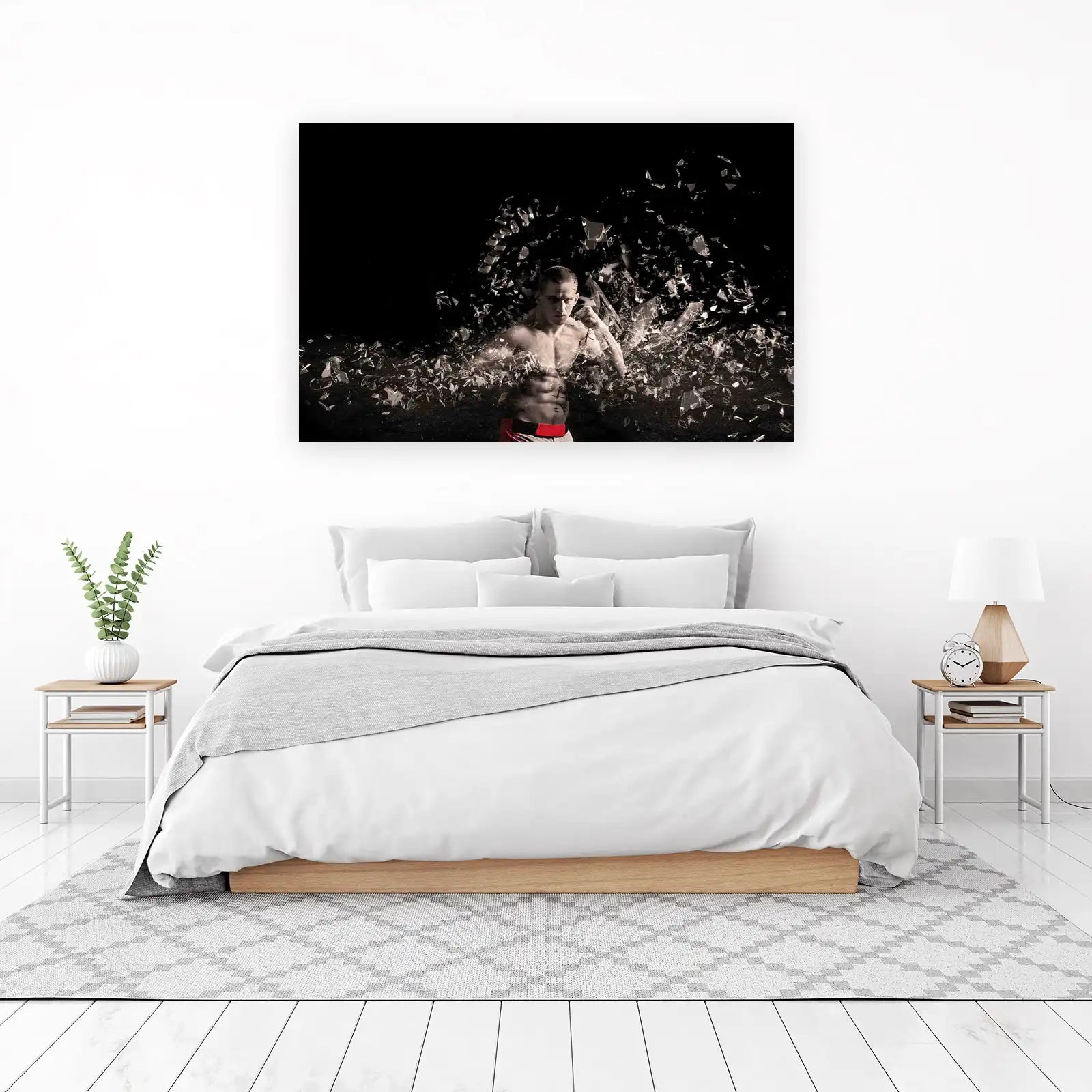 Mma Fighter Shattering Glass Wall Art