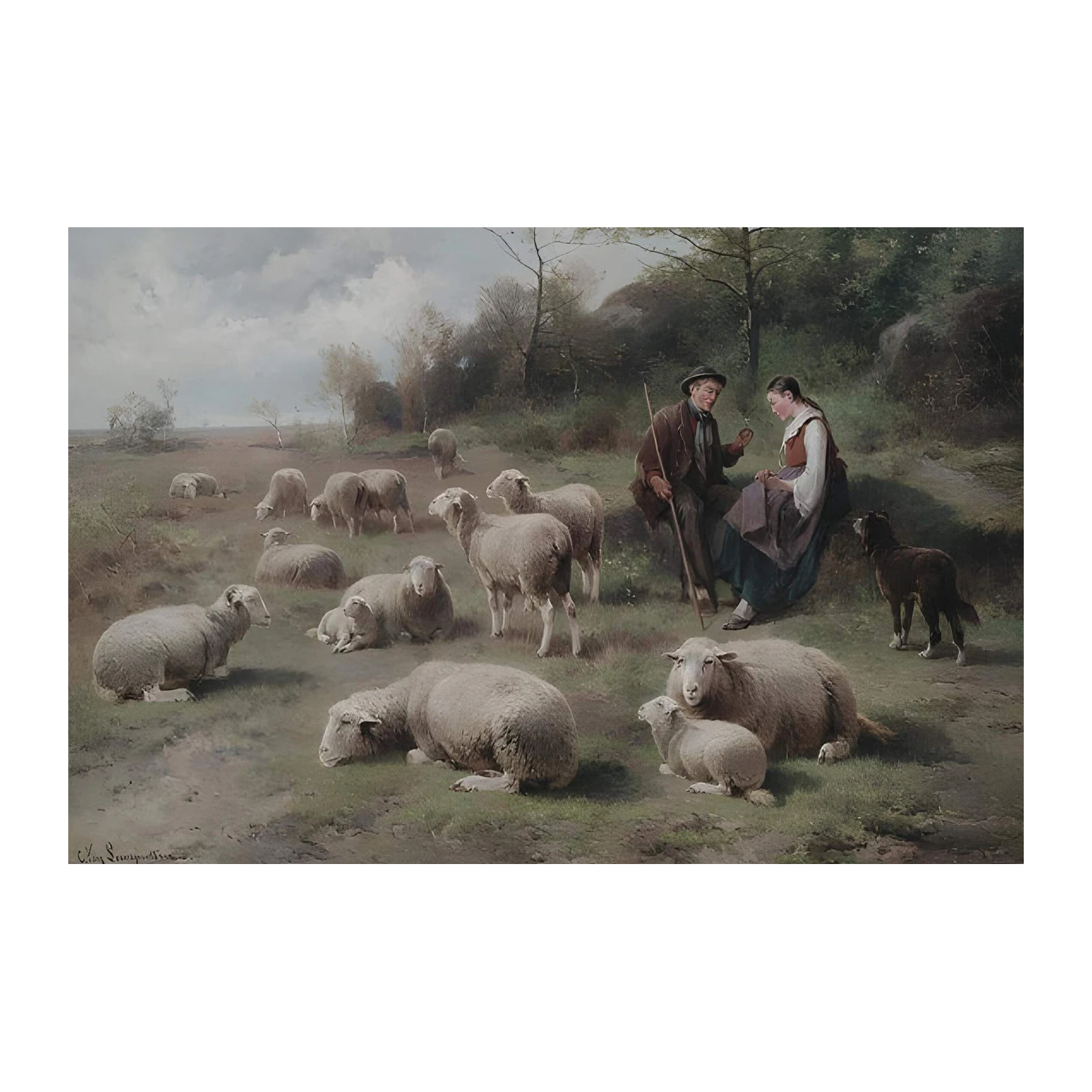 Pastoral Sheep Scene Wall Art