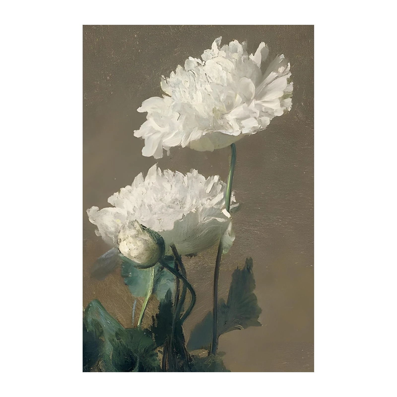 Elegant White Peonies Floral Wall Art