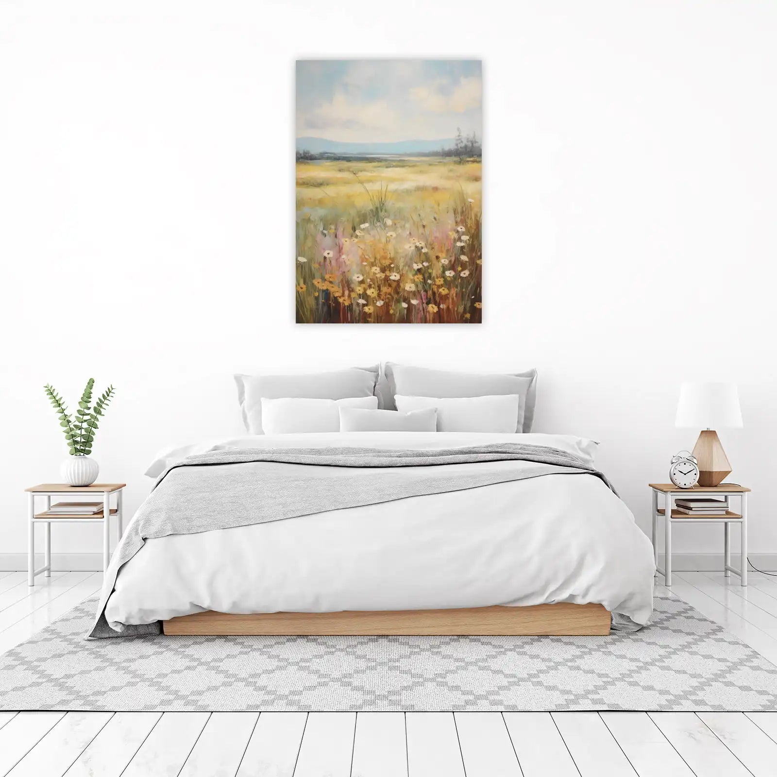 Serene Meadow Floral Landscape Wall Art