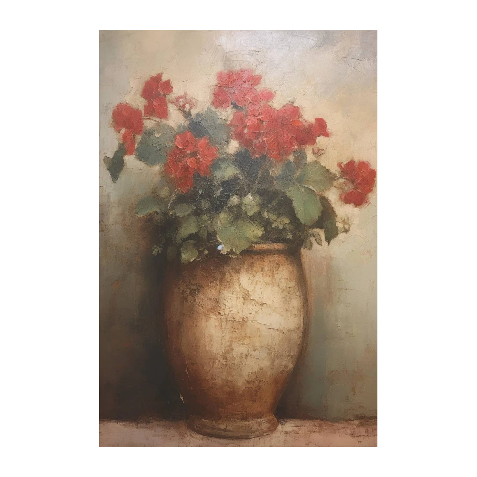 Vibrant Red Geraniums Still Life Wall Art