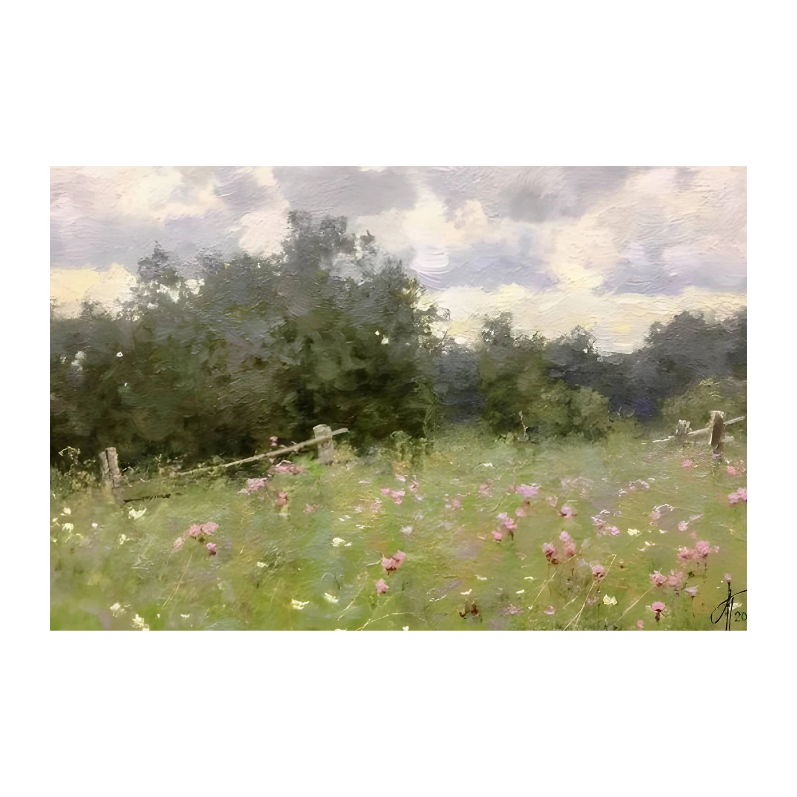 Serene Meadow Sunset Landscape Wall Art