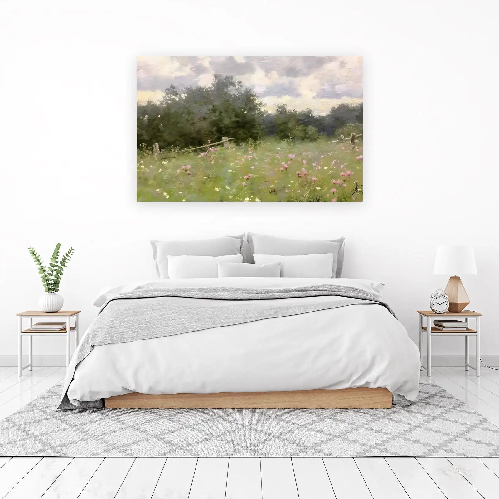 Serene Meadow Sunset Landscape Wall Art
