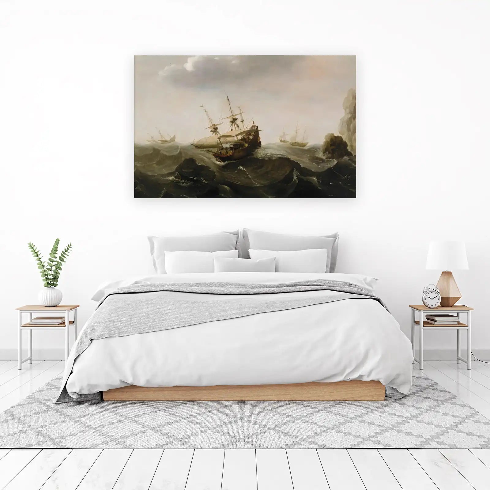 Vintage Ship Stormy Seas Wall Art