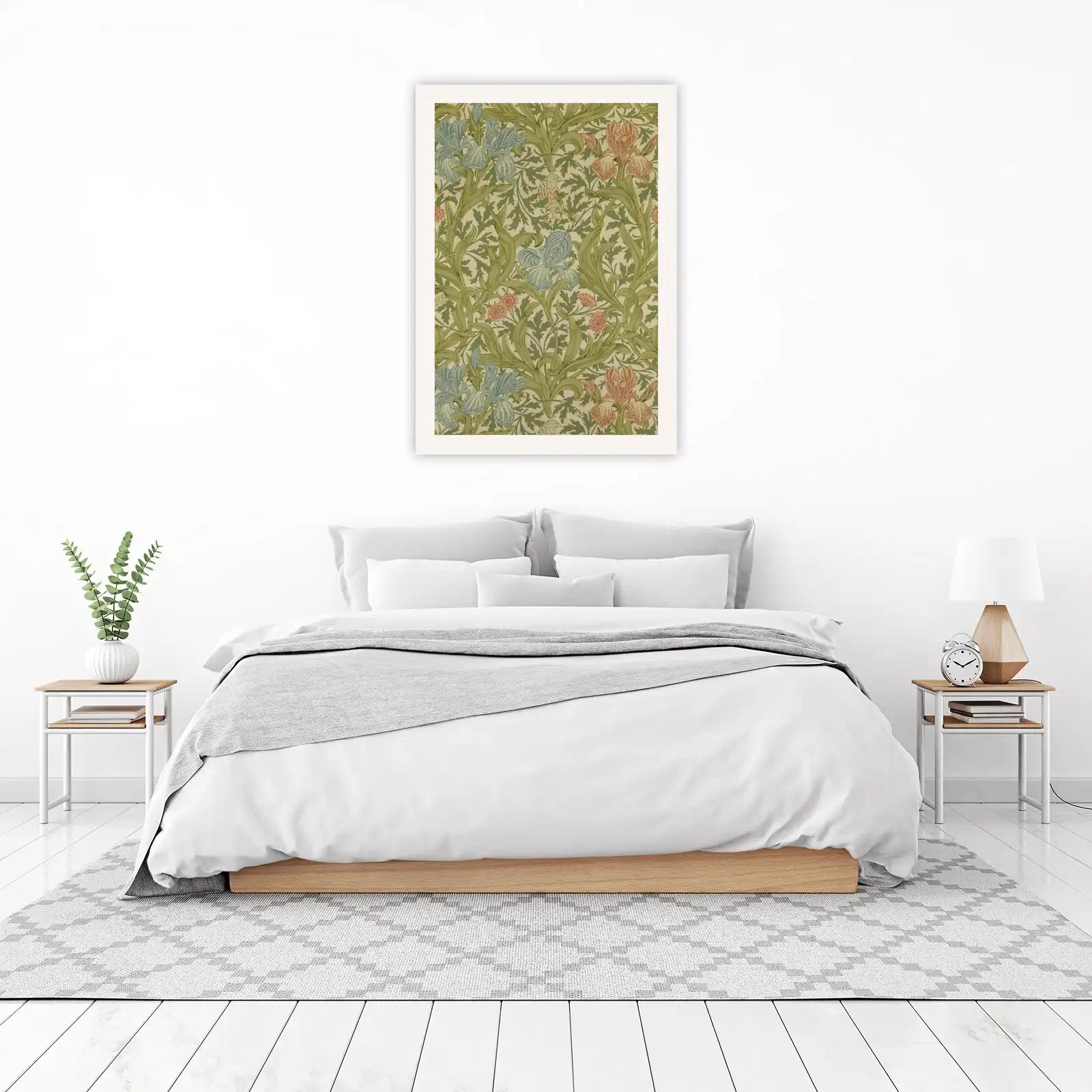Vintage Iris & Bird Floral Wall Art