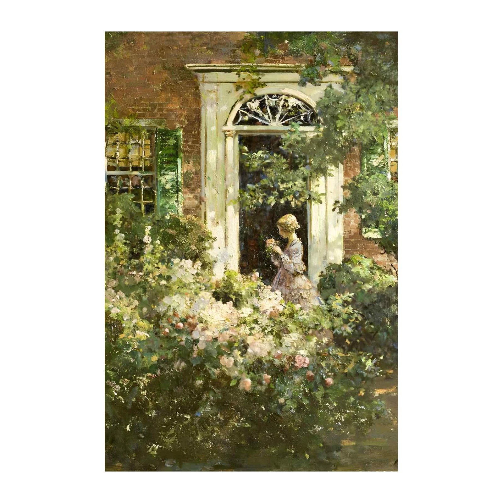 Enchanting Garden Scene Woman Wall Art