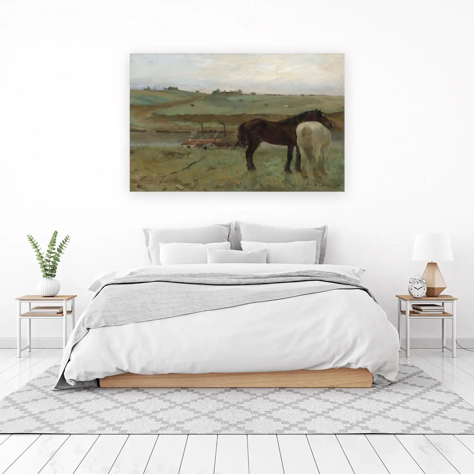 Two Horses Rural Landscape Wall Art