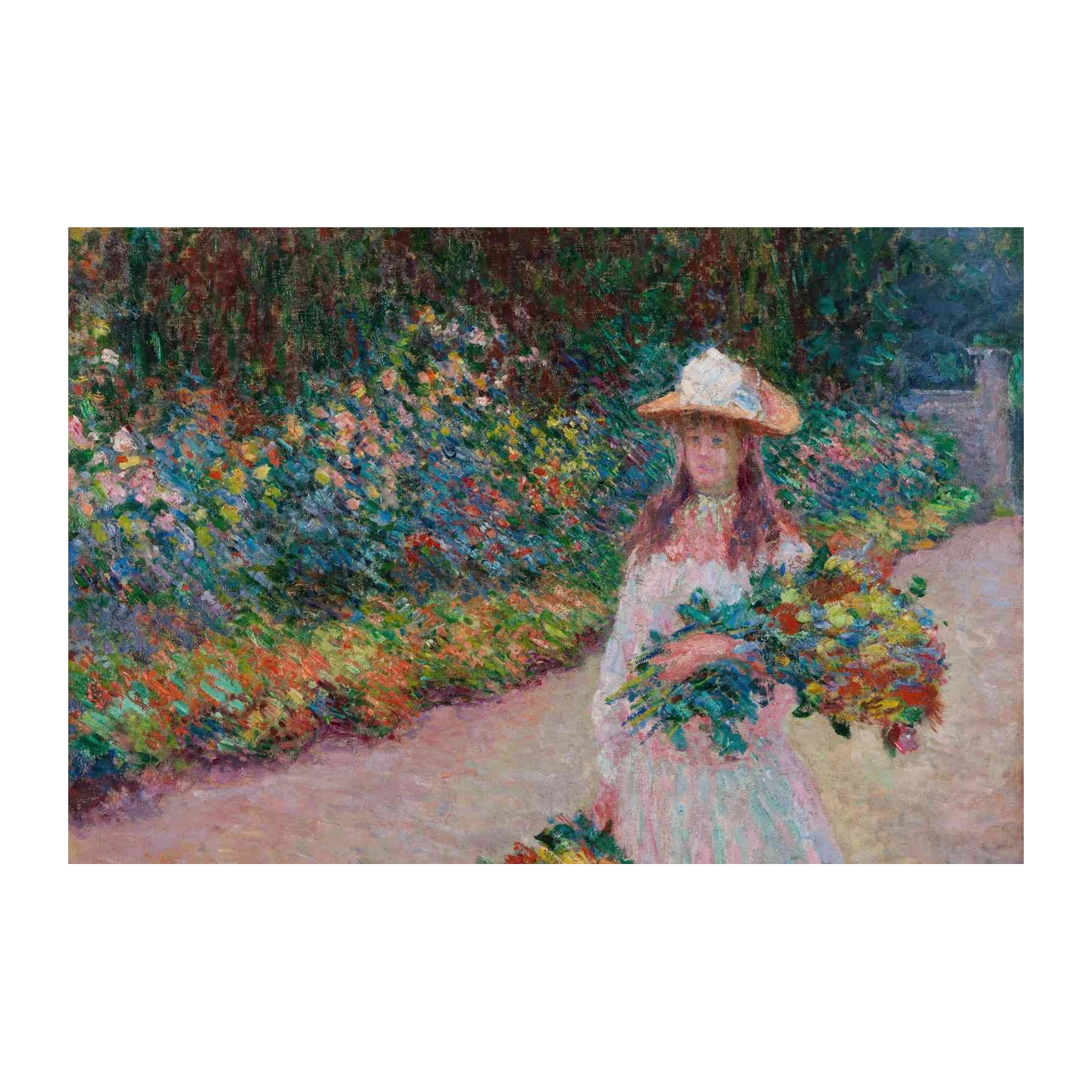 Monet Garden Woman with Flowers Wall Art