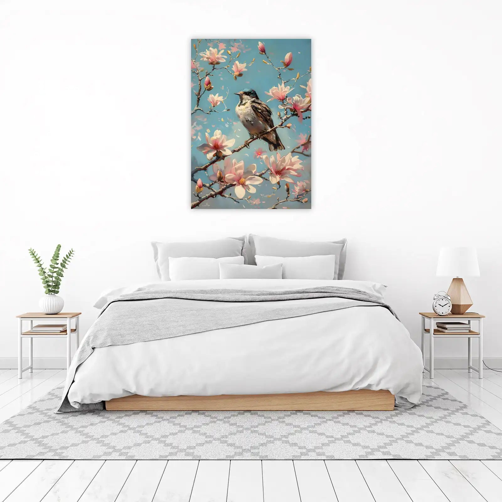Serene Bird & Magnolia Blossom Wall Art
