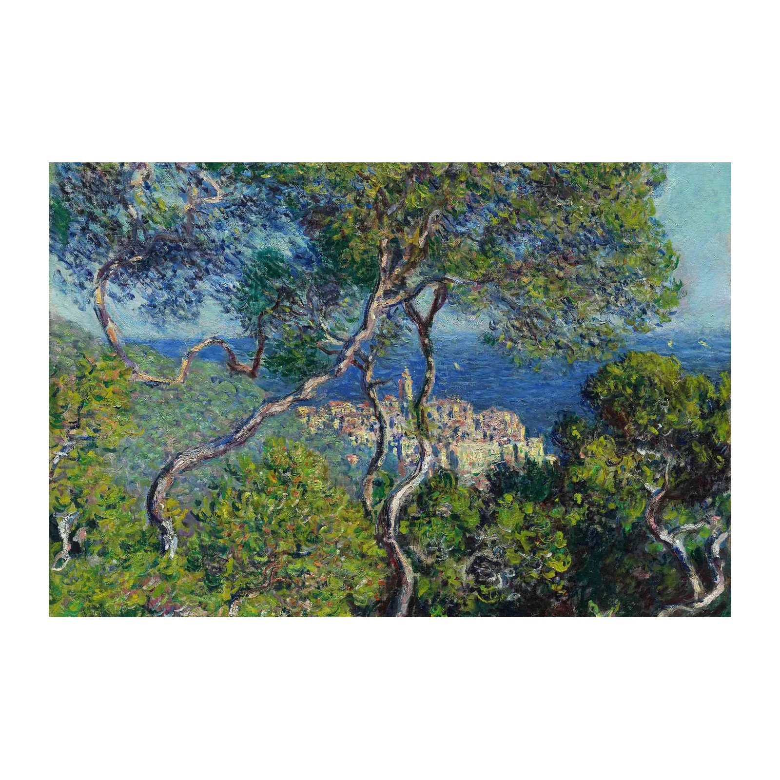 Impressionist Coastal Town Tree Landscape Wall Art