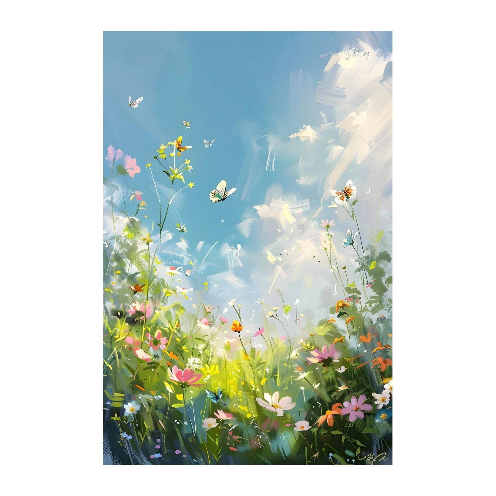 Vibrant Meadow Butterflies Wall Art