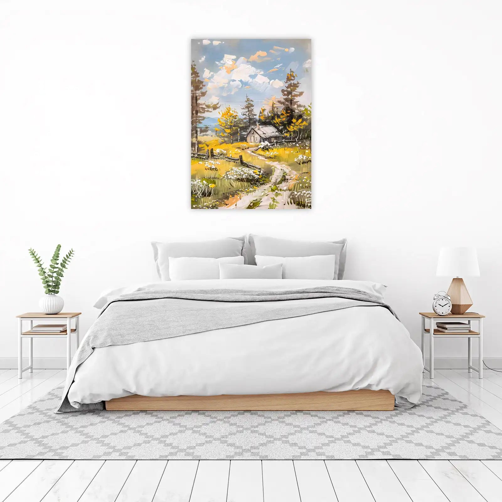 Rustic Cabin Landscape Textured Wall Art