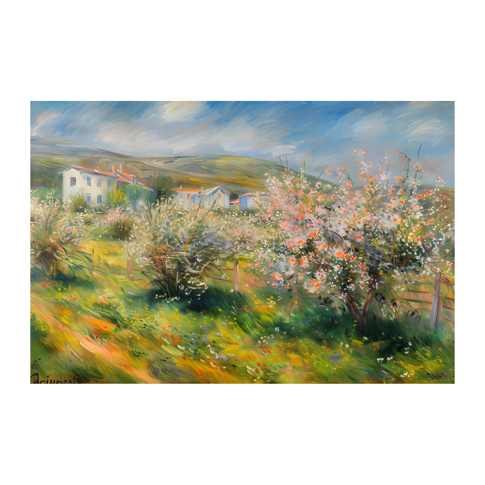 Impressionist Spring Blossom Landscape Wall Art