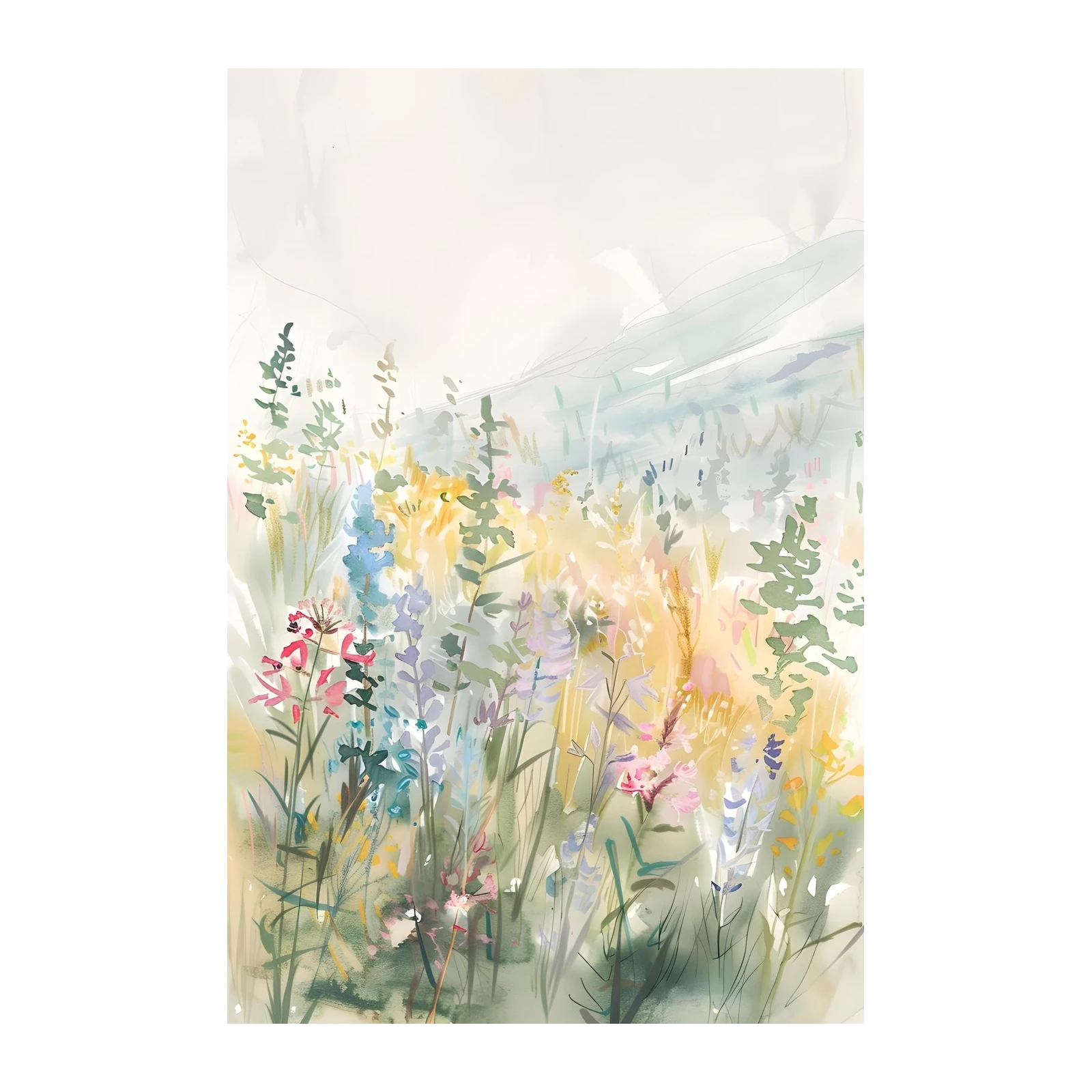 Dreamy Meadow Blooms Impressionist Wall Art