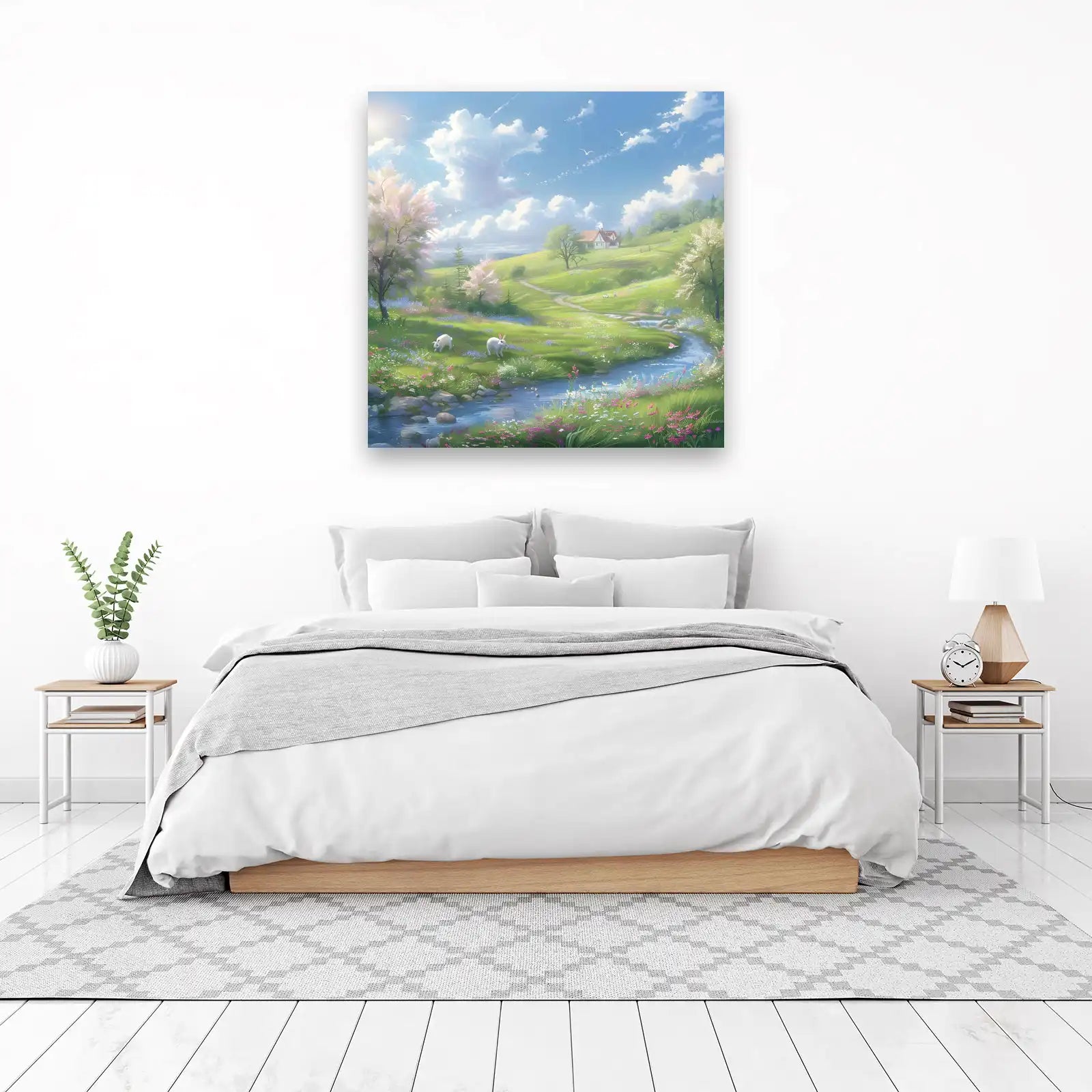 Enchanting Spring Meadow Bunnies Wall Art