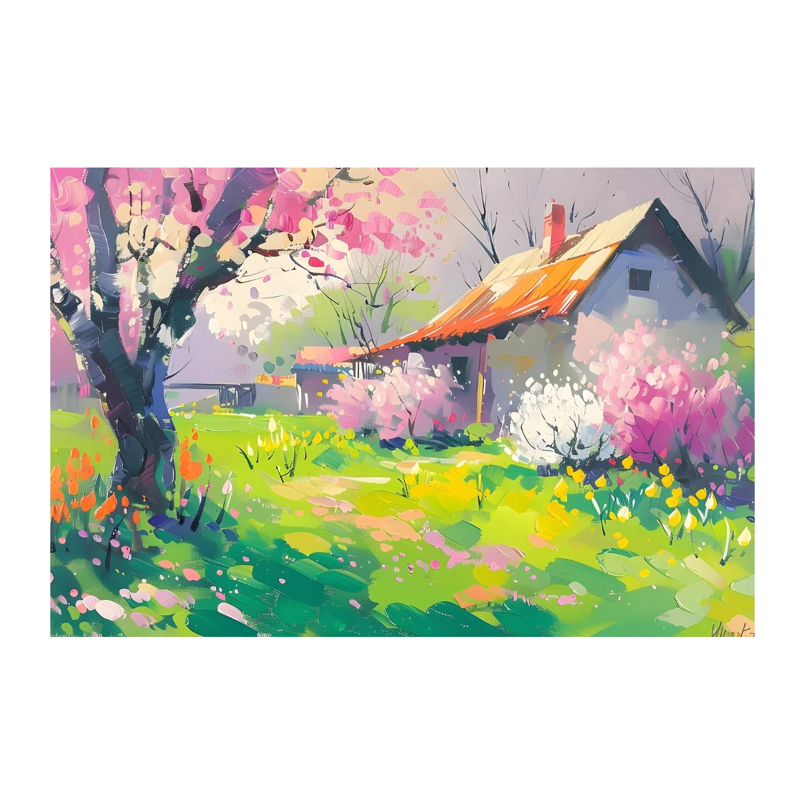 Vibrant Spring Meadow Cottage Wall Art