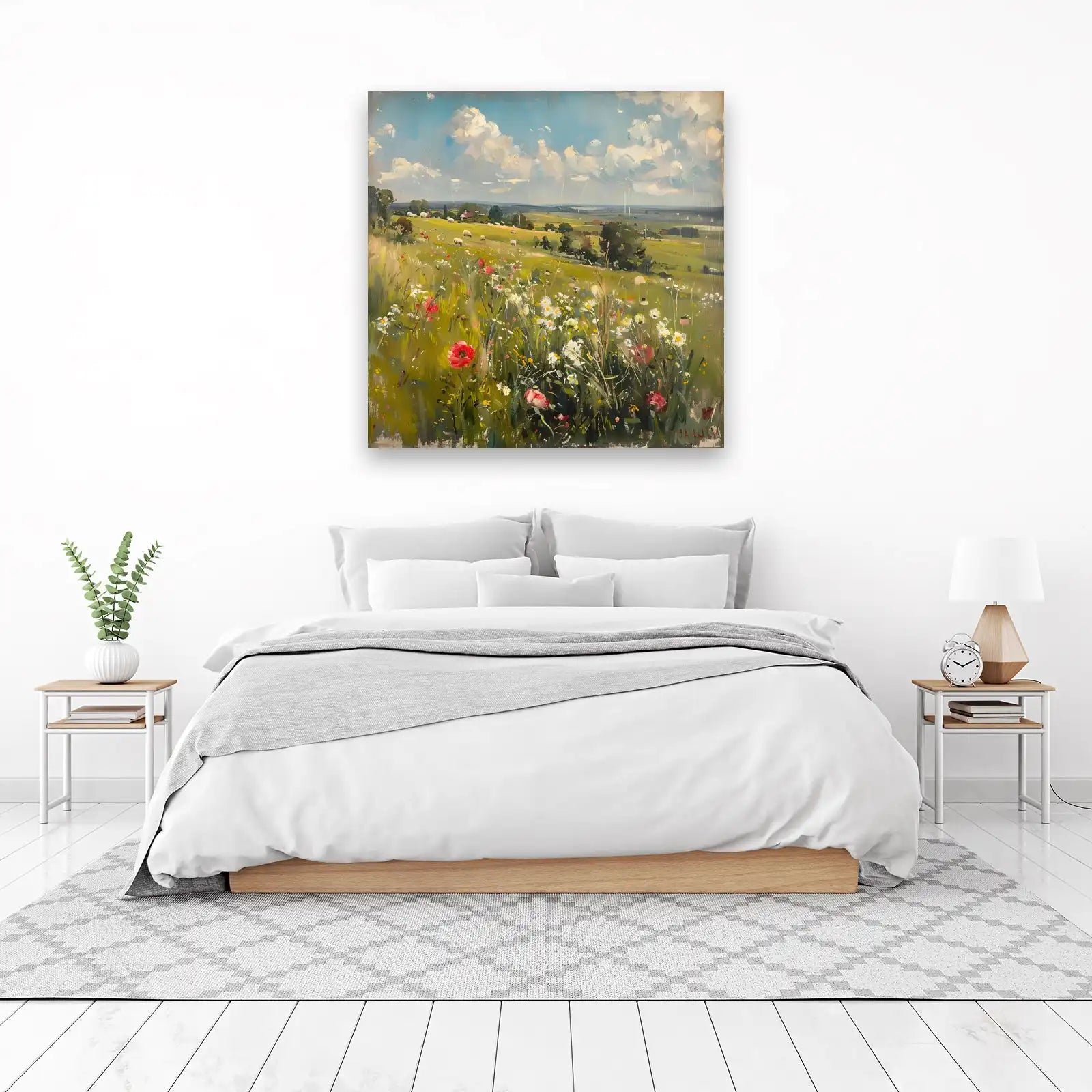 Pastoral Meadow Sheep Landscape Wall Art