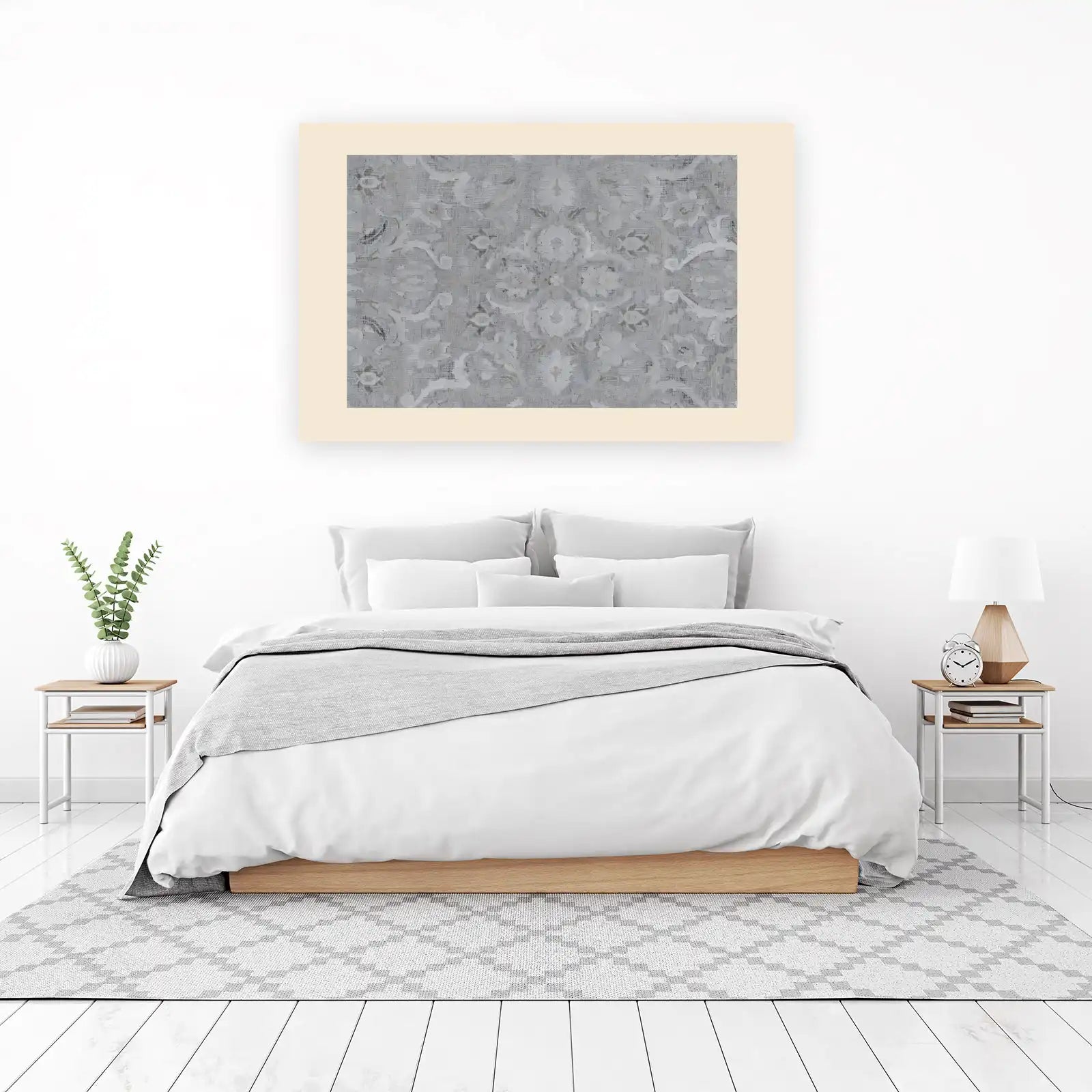 Elegant Grey Damask Art Wall Art