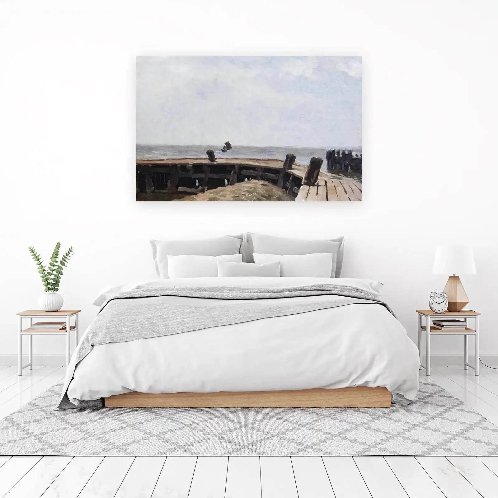 Serene Beach Pier Landscape Wall Art