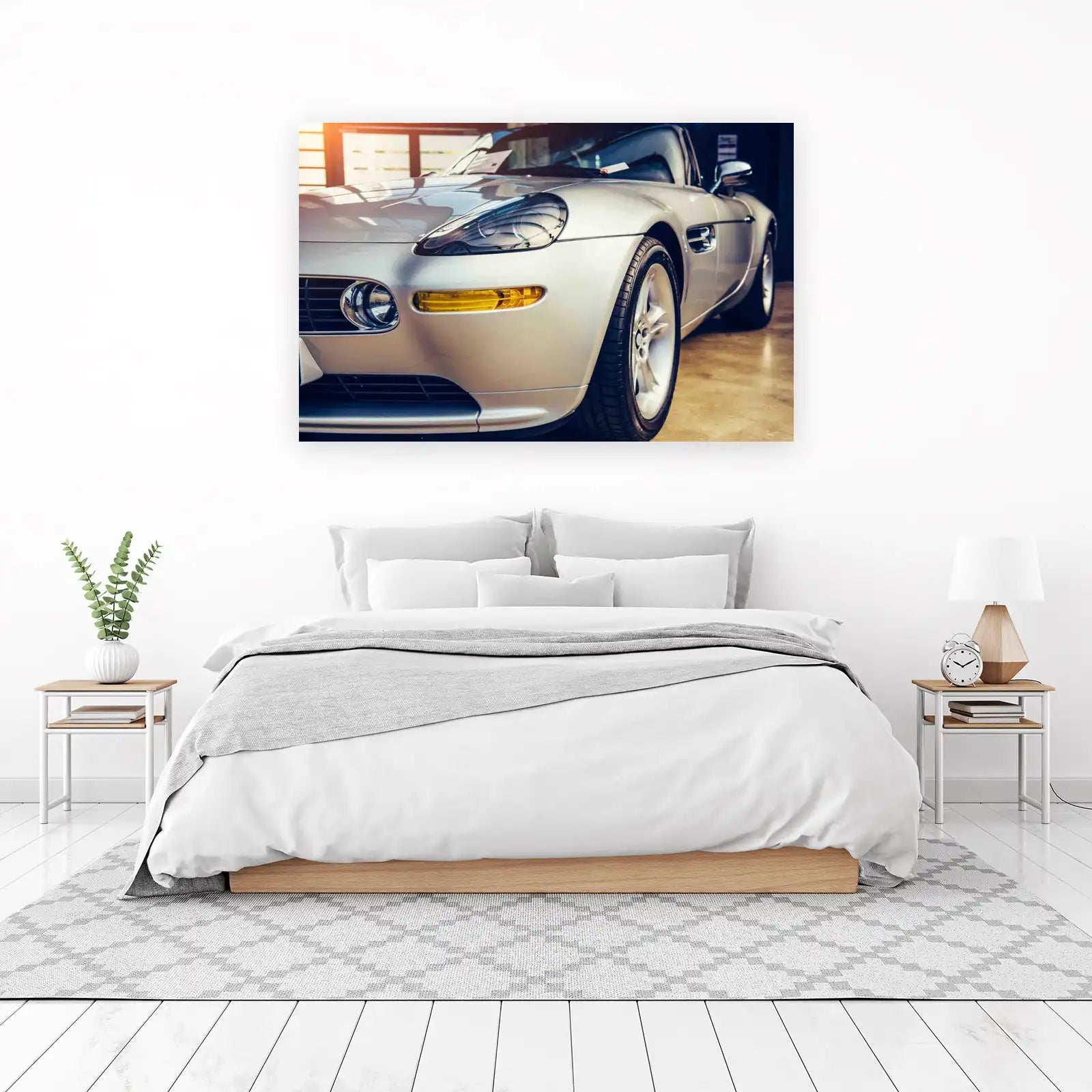 Classic Silver Sports Car Automotive Wall Art
