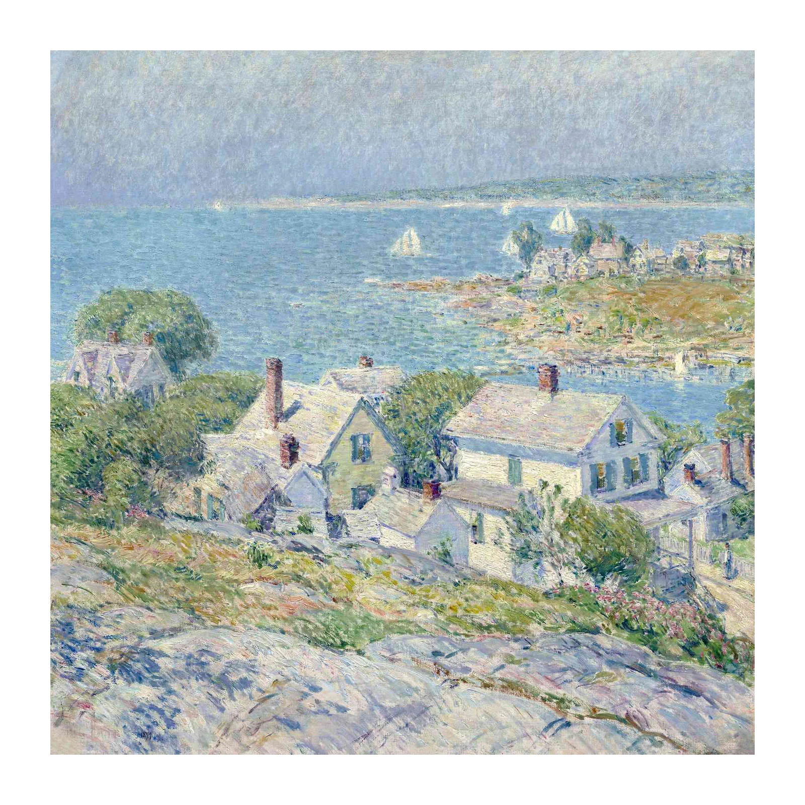 Coastal Village Sailboats Wall Art