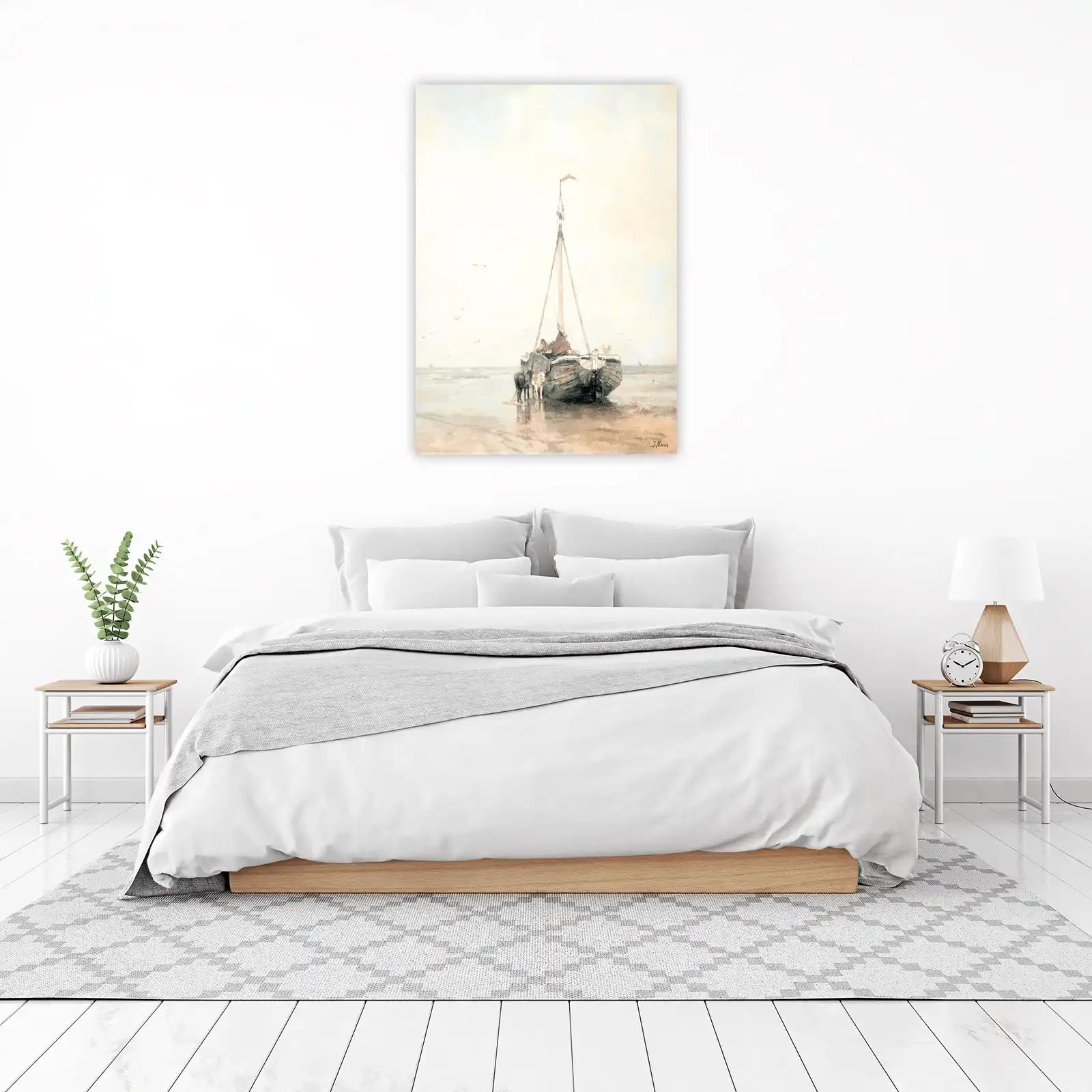 Coastal Calm Fishermen Boat Wall Art