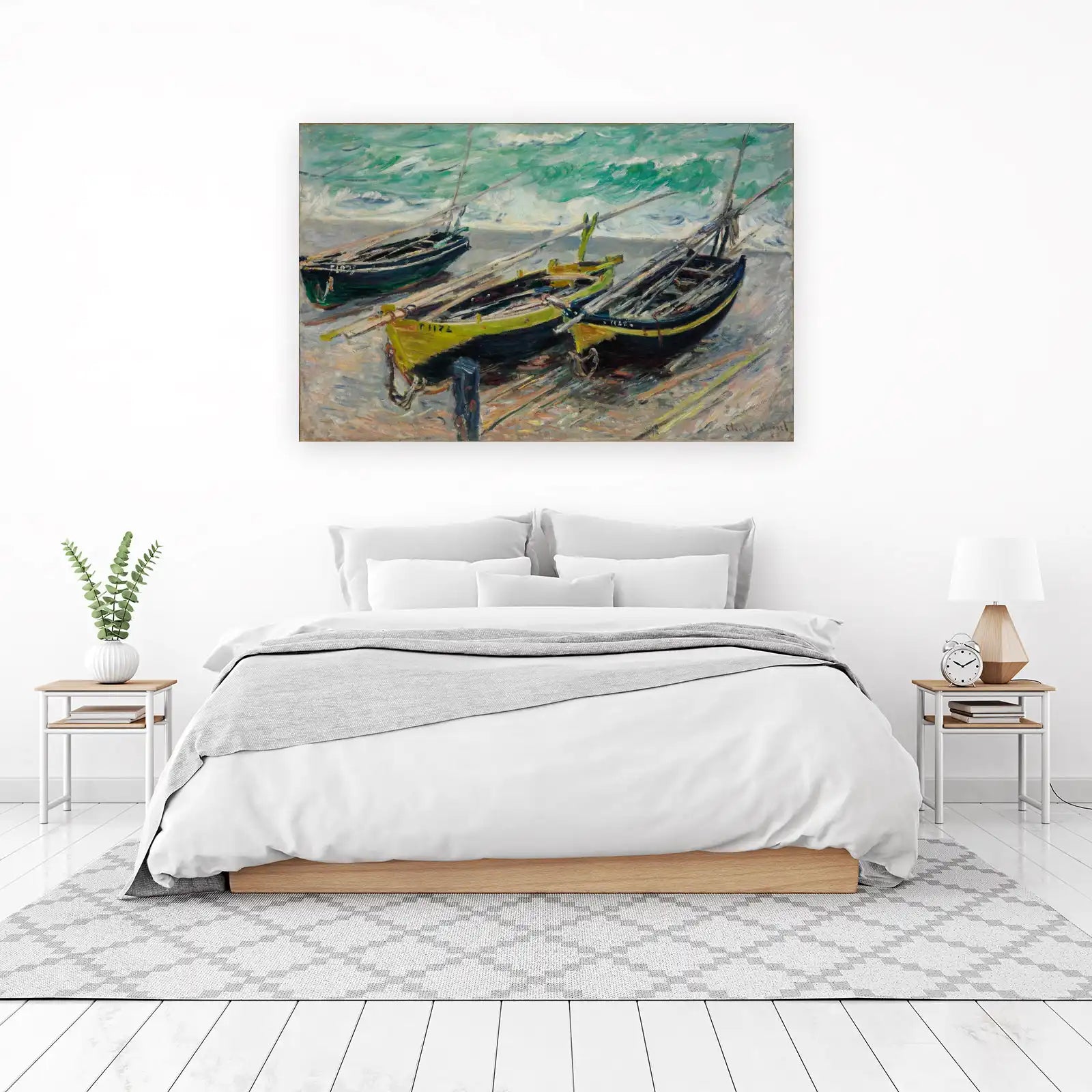 Seaside Boats Impressionist Wall Art