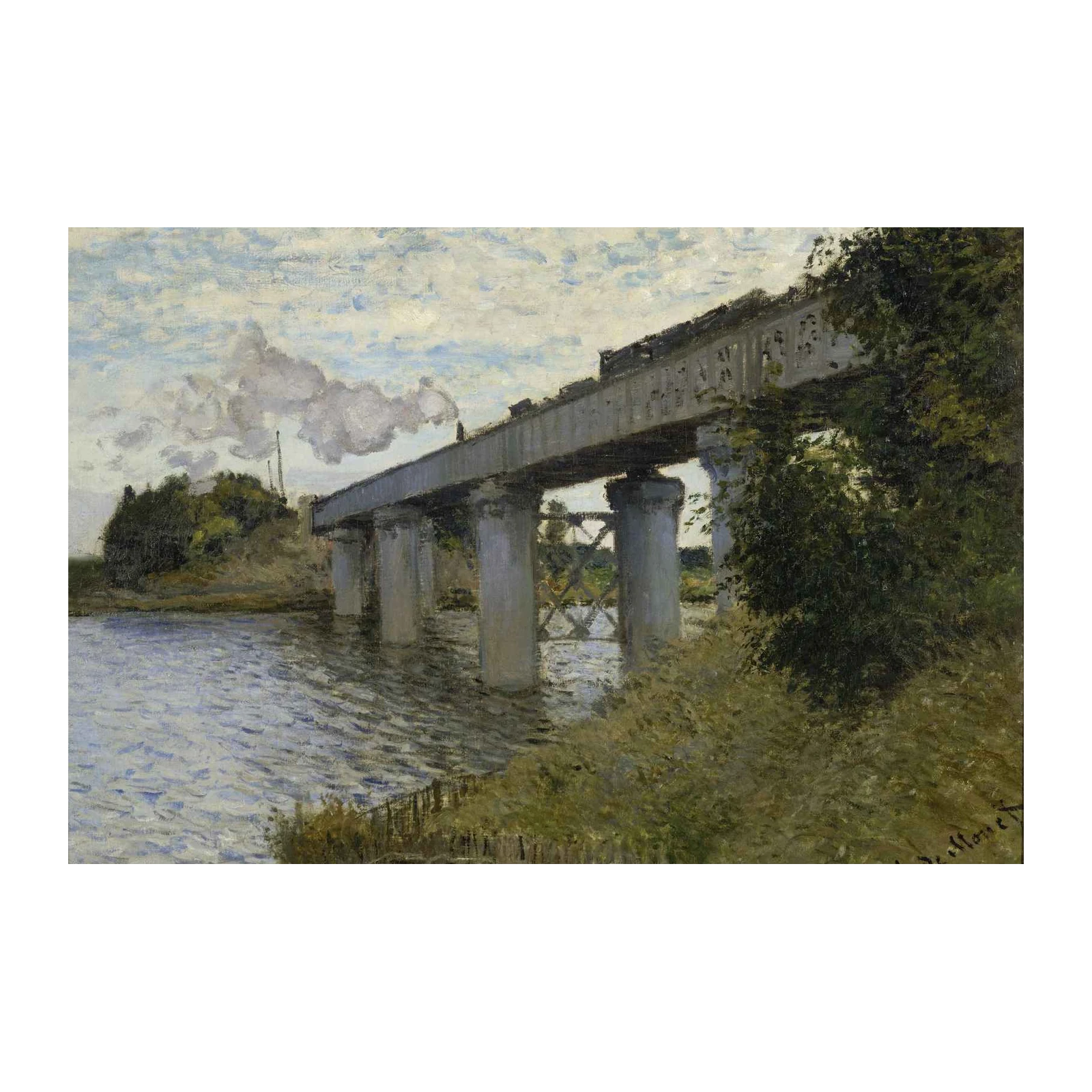 Impressionist Bridge Over River Wall Art