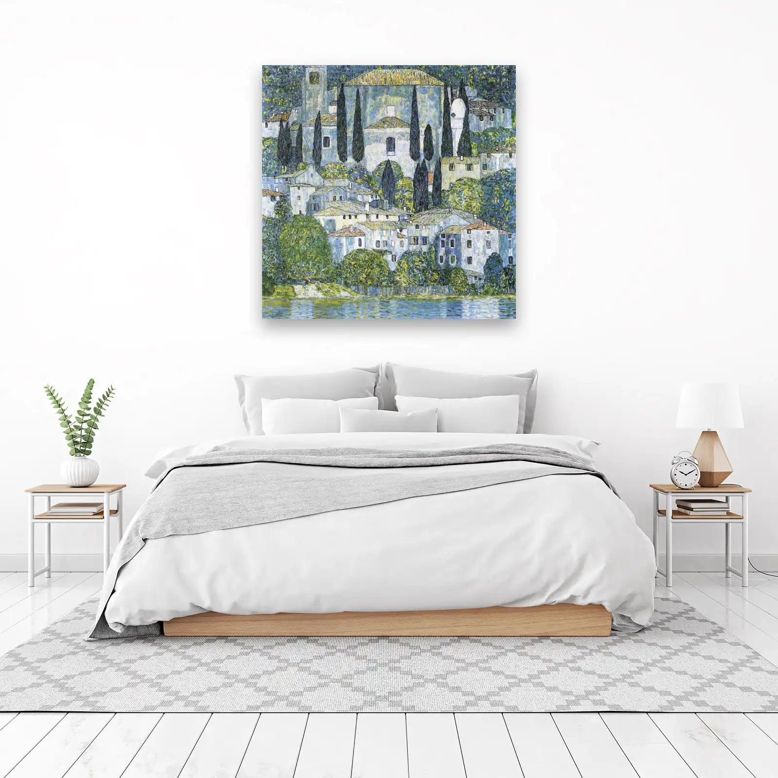 Klimt Style Italian Village Landscape Wall Art