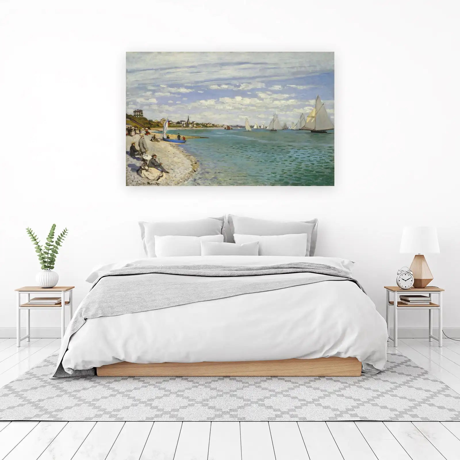 Impressionist Sailboats Coastal Scene Wall Art