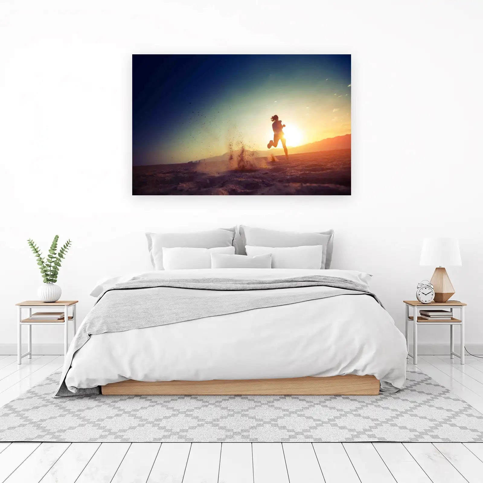 Woman Running at Sunset Motivation Wall Art