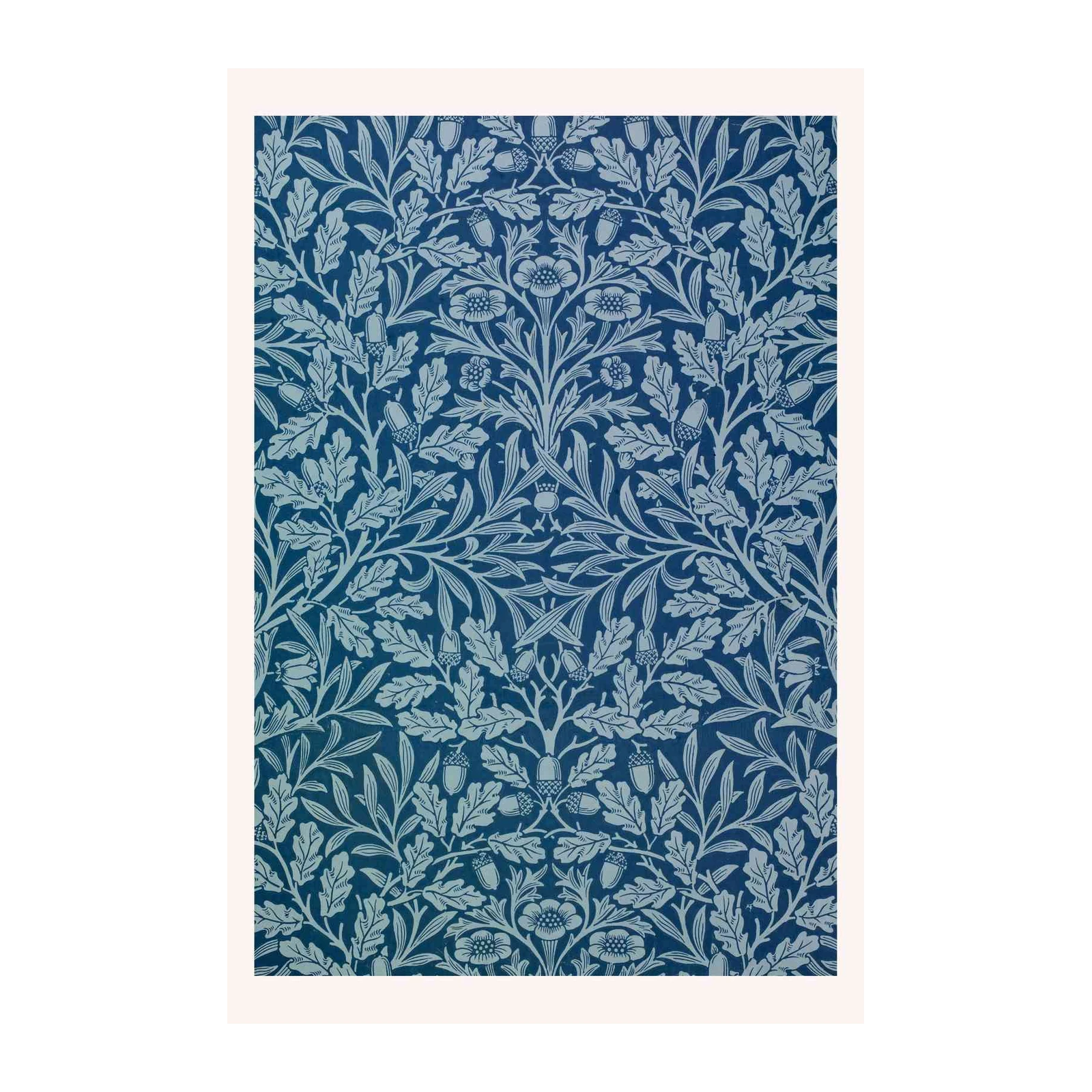 Vintage Oak Acorn Floral Blue Wall Art