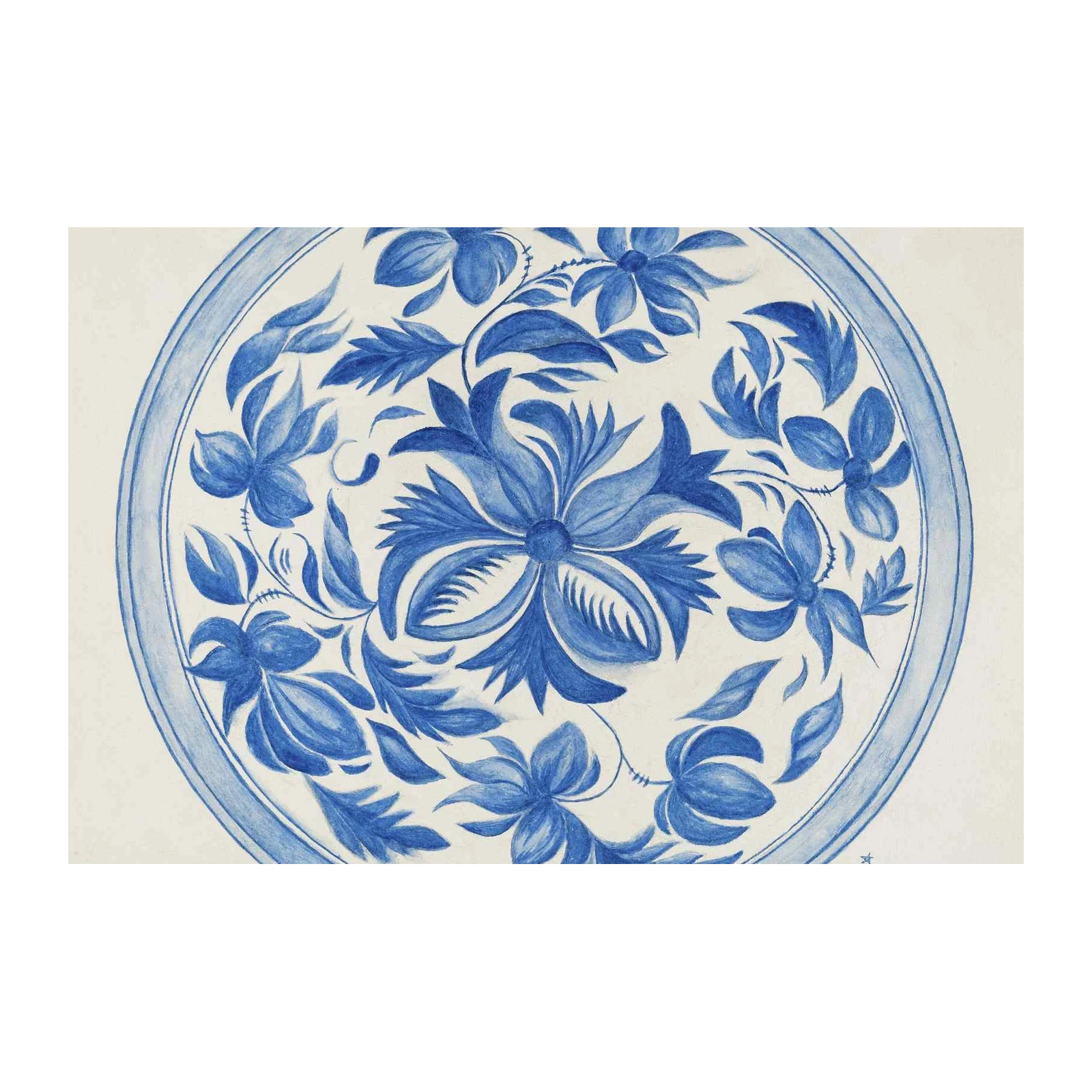 Blue Floral Medallion Art Wall Art