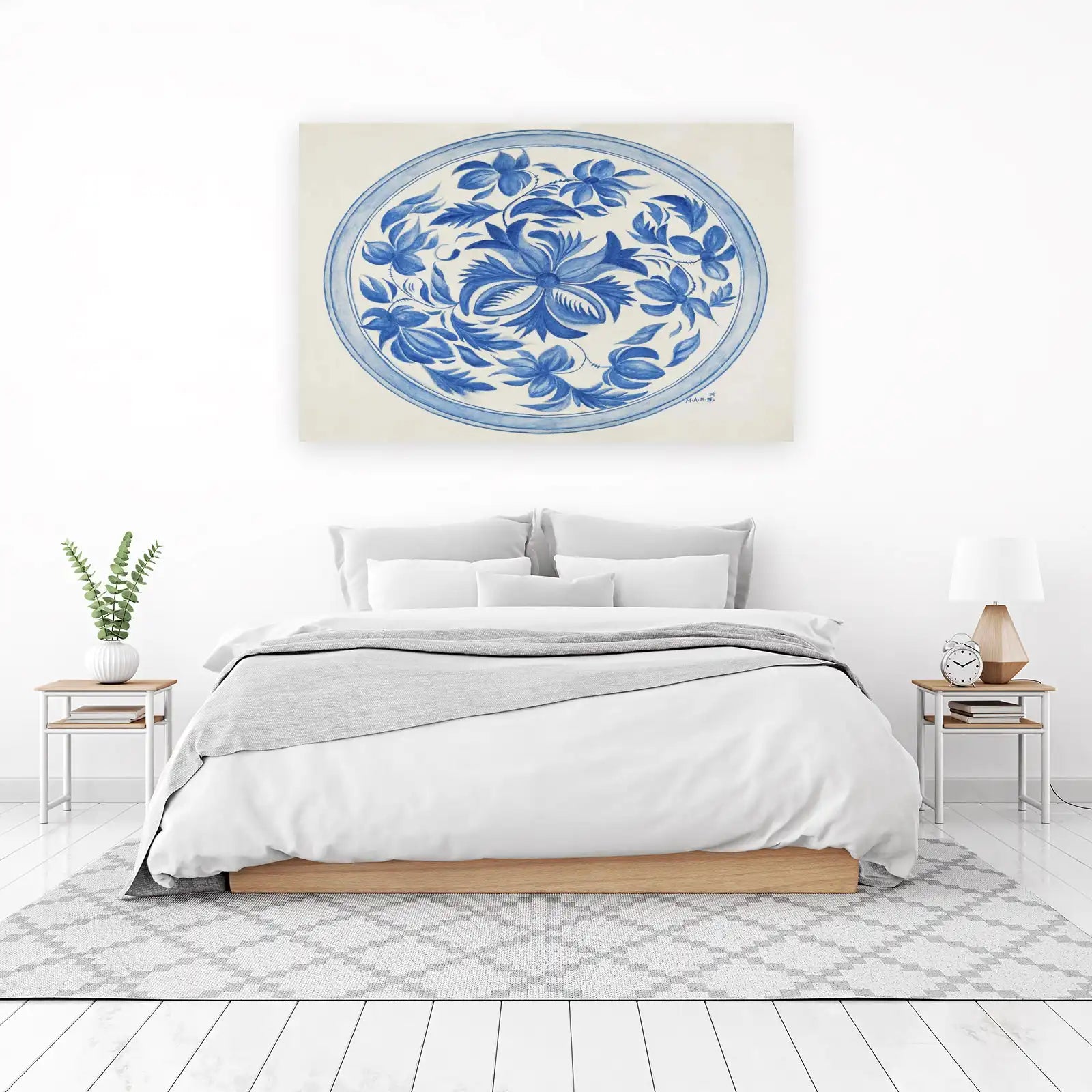 Blue Floral Medallion Art Wall Art