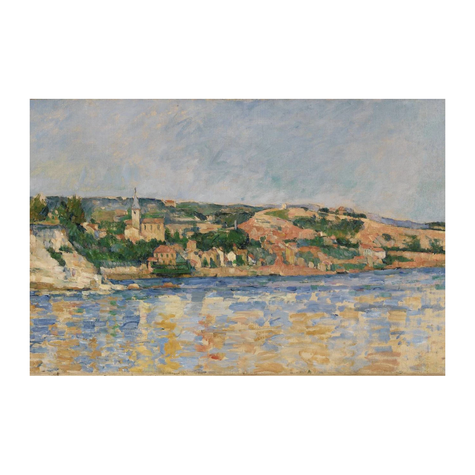Riverside Village Impressionist Landscape Wall Art