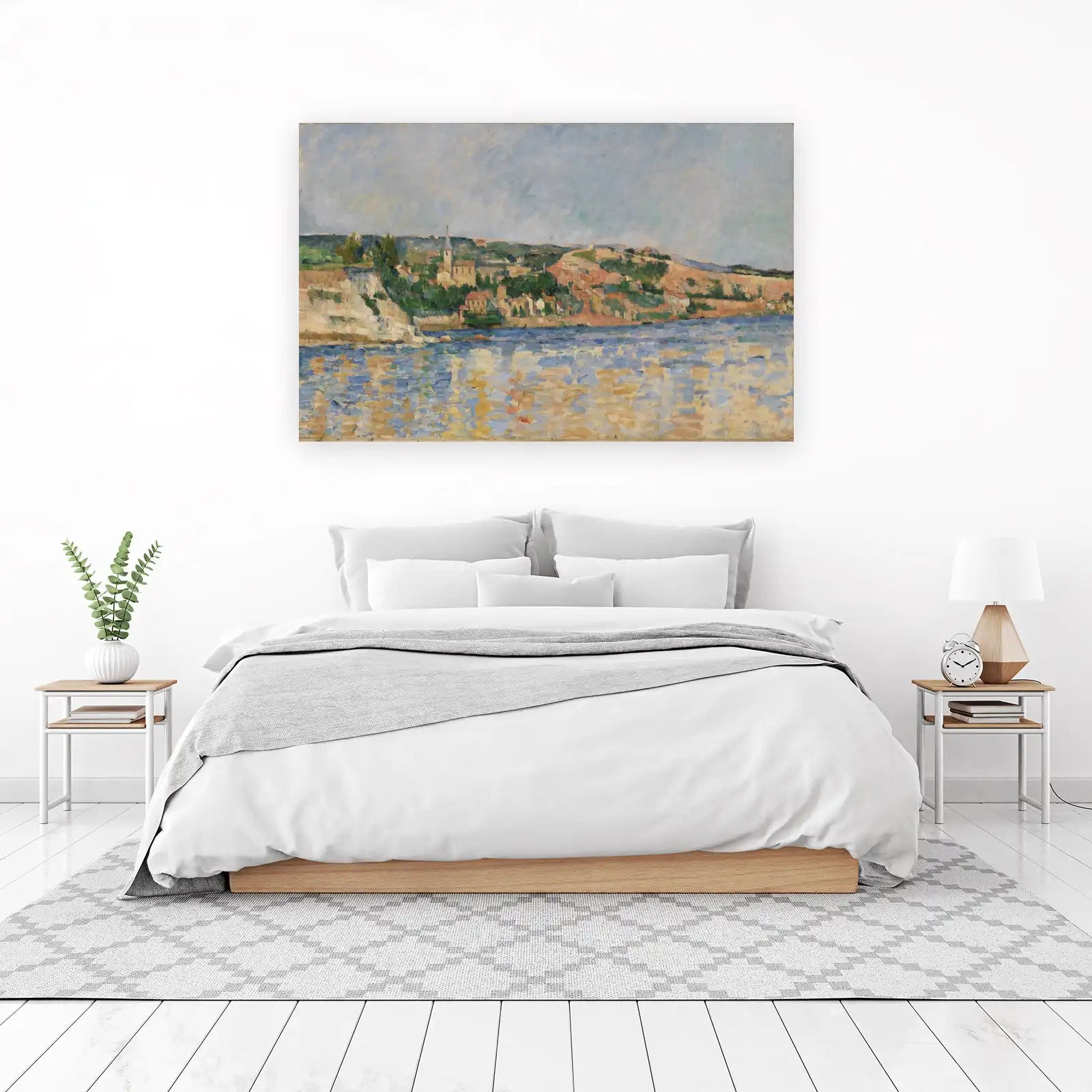 Riverside Village Impressionist Landscape Wall Art