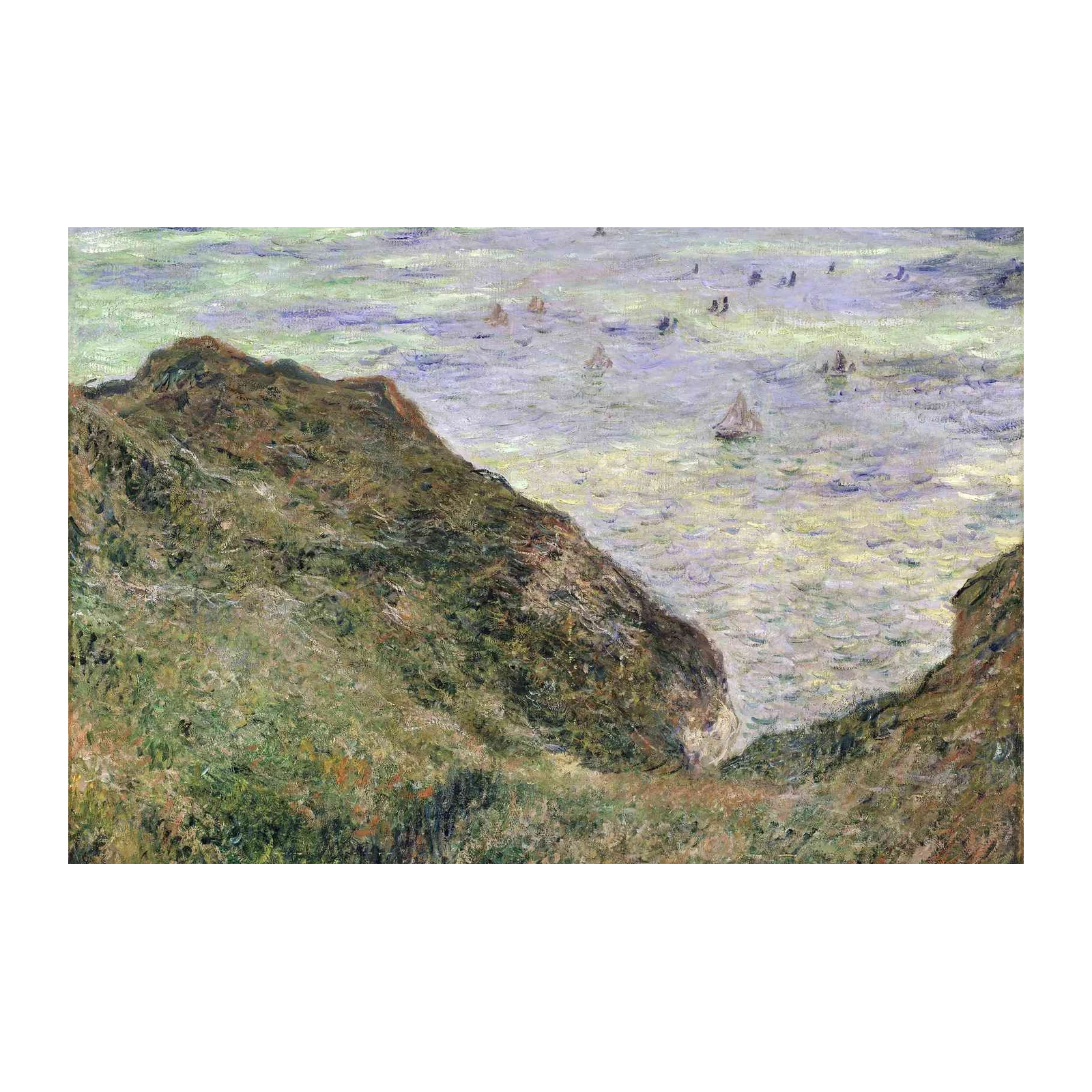 Seascape Cliffs Sailboats Impressionist Wall Art