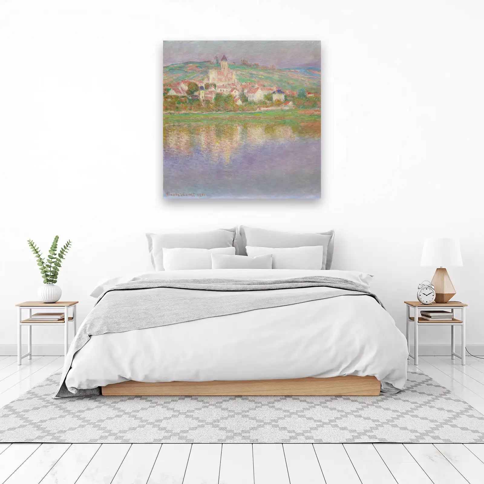 Monet Village Landscape Serene River Wall Art
