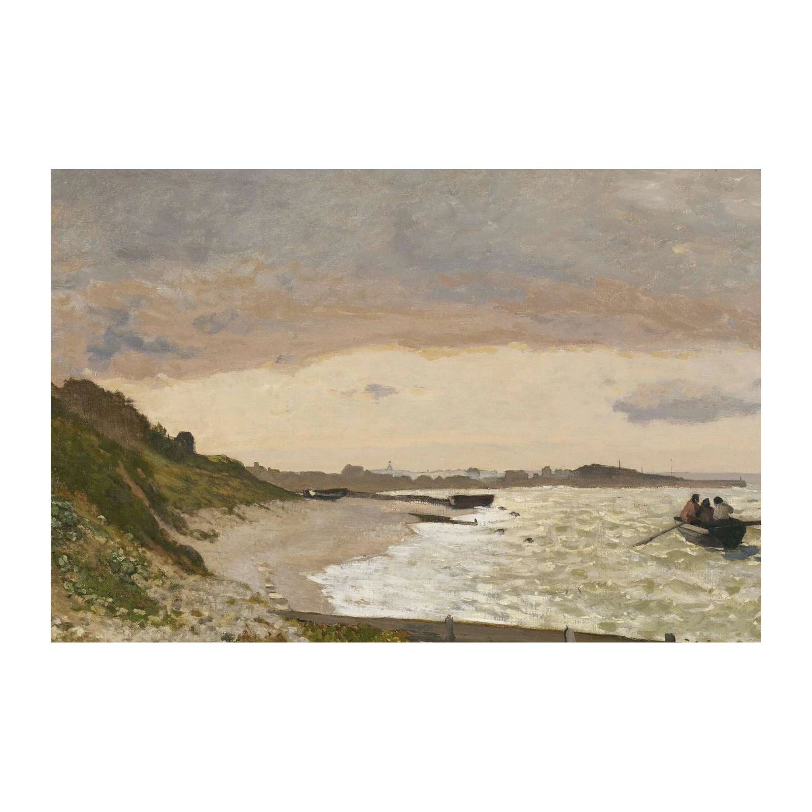 Serene Coastal Landscape with Rowboat Wall Art