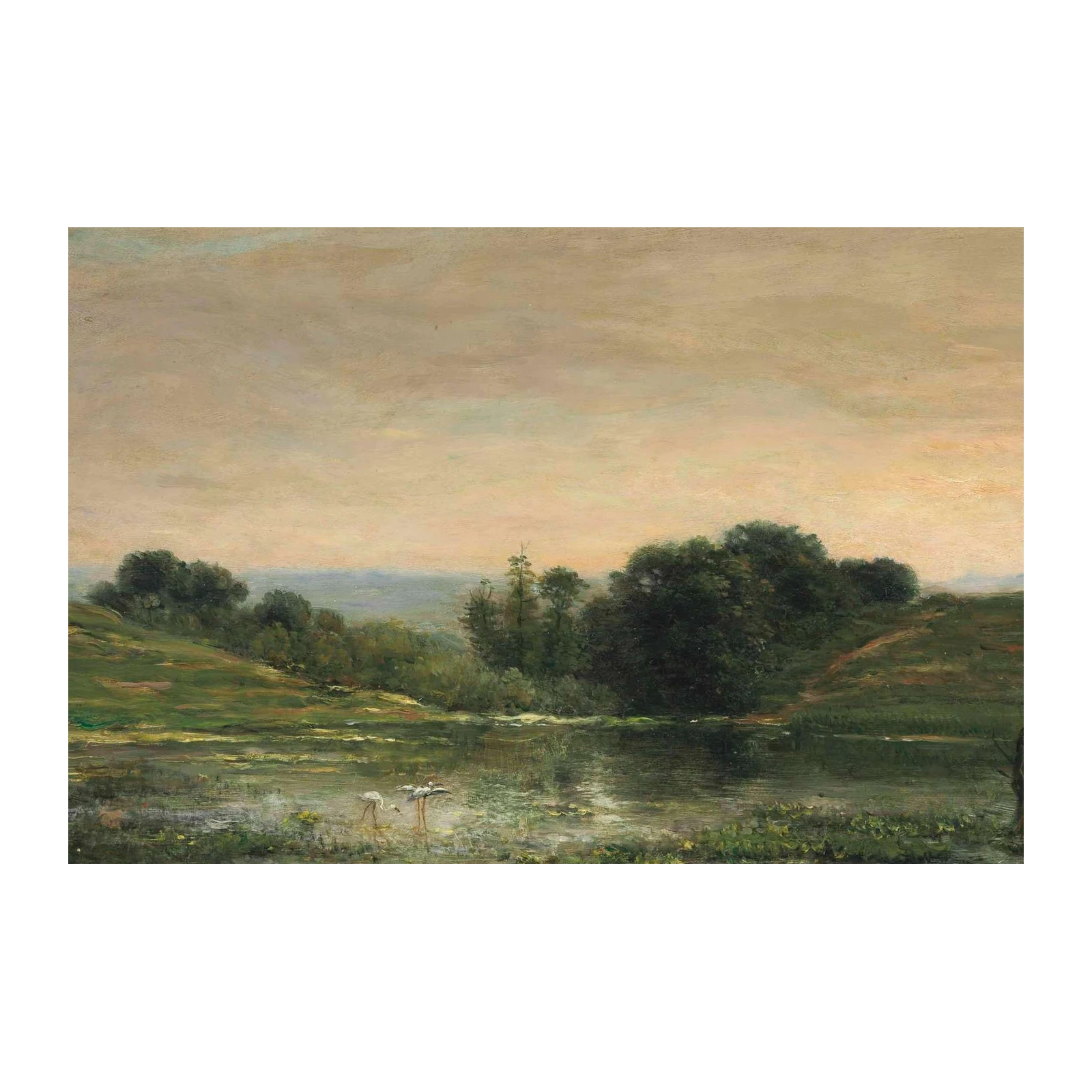 Serene Wetland Birds Landscape Wall Art
