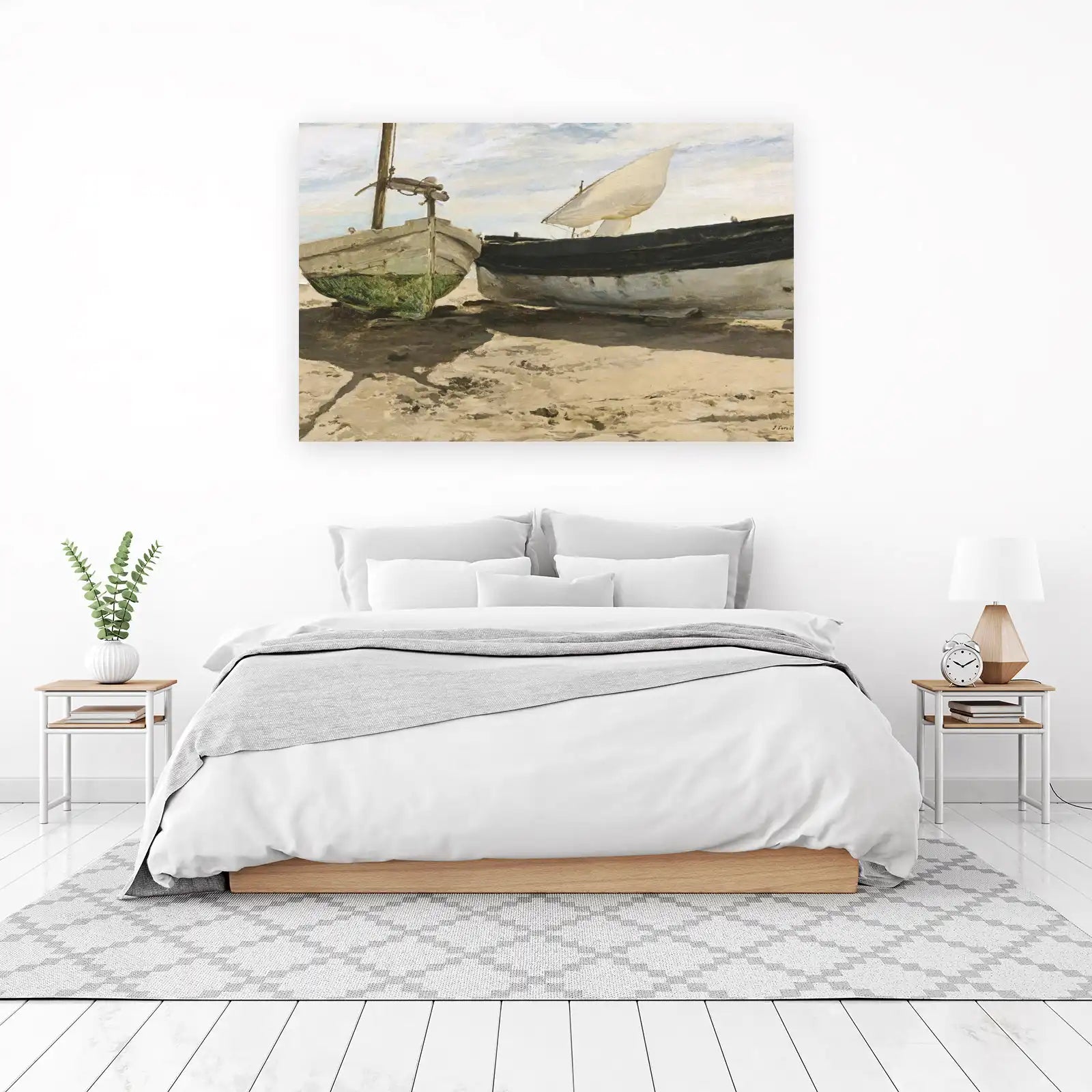 Seaside Boats Impressionist Wall Art